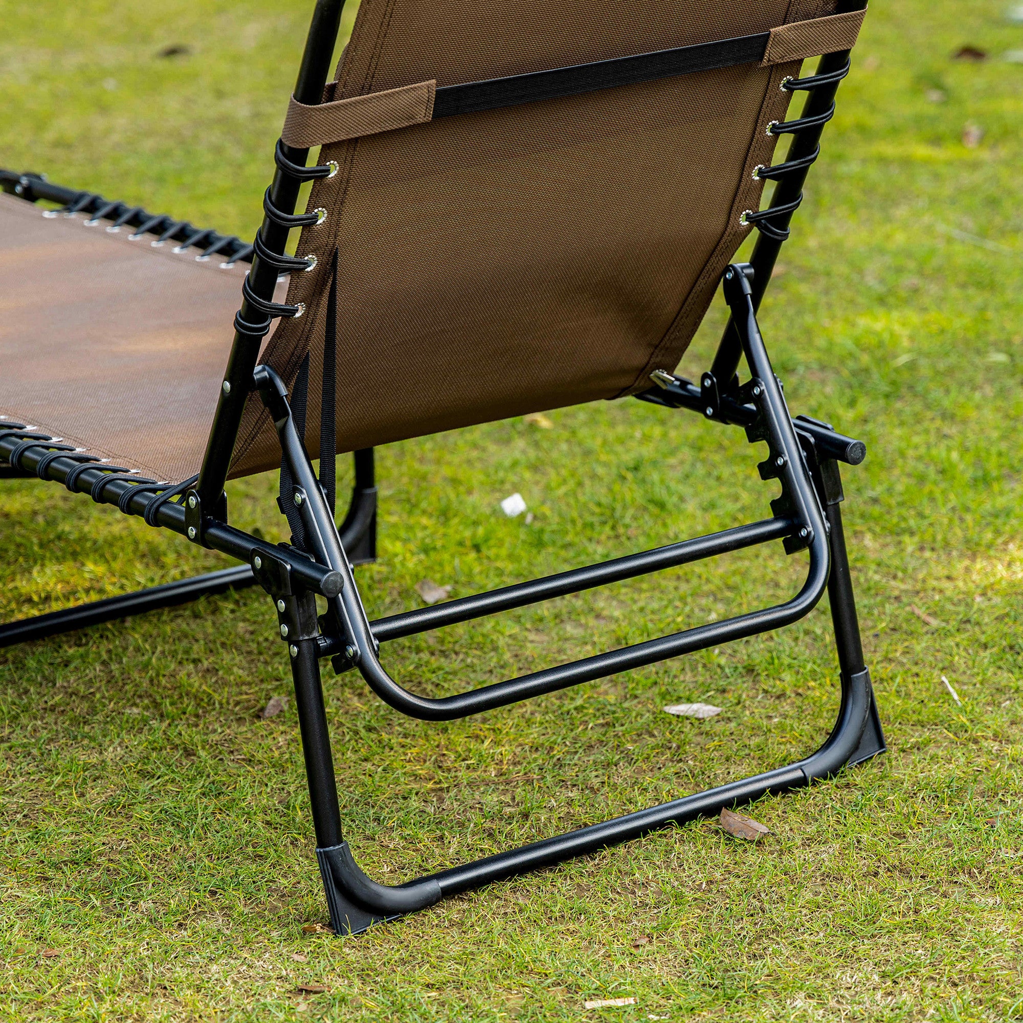 Folding Lounge Chair with Adjustable Backrest and Pillow, Brown - Image 10
