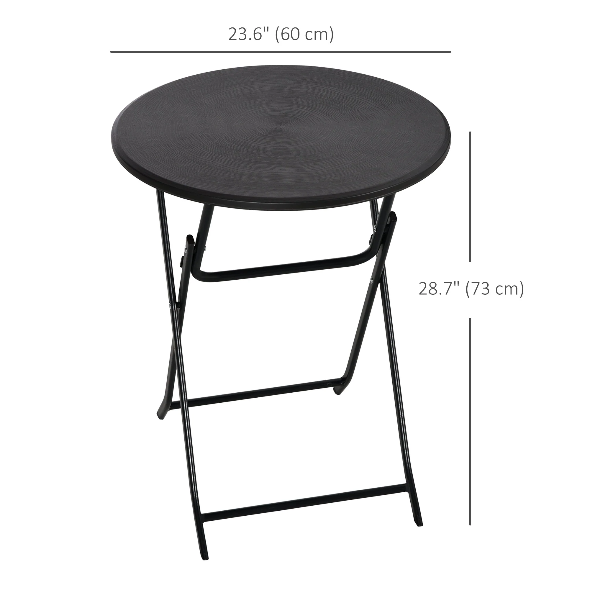 23.6" Folding Outdoor Coffee Table with HDPE Top, Dark Grey - Image 5