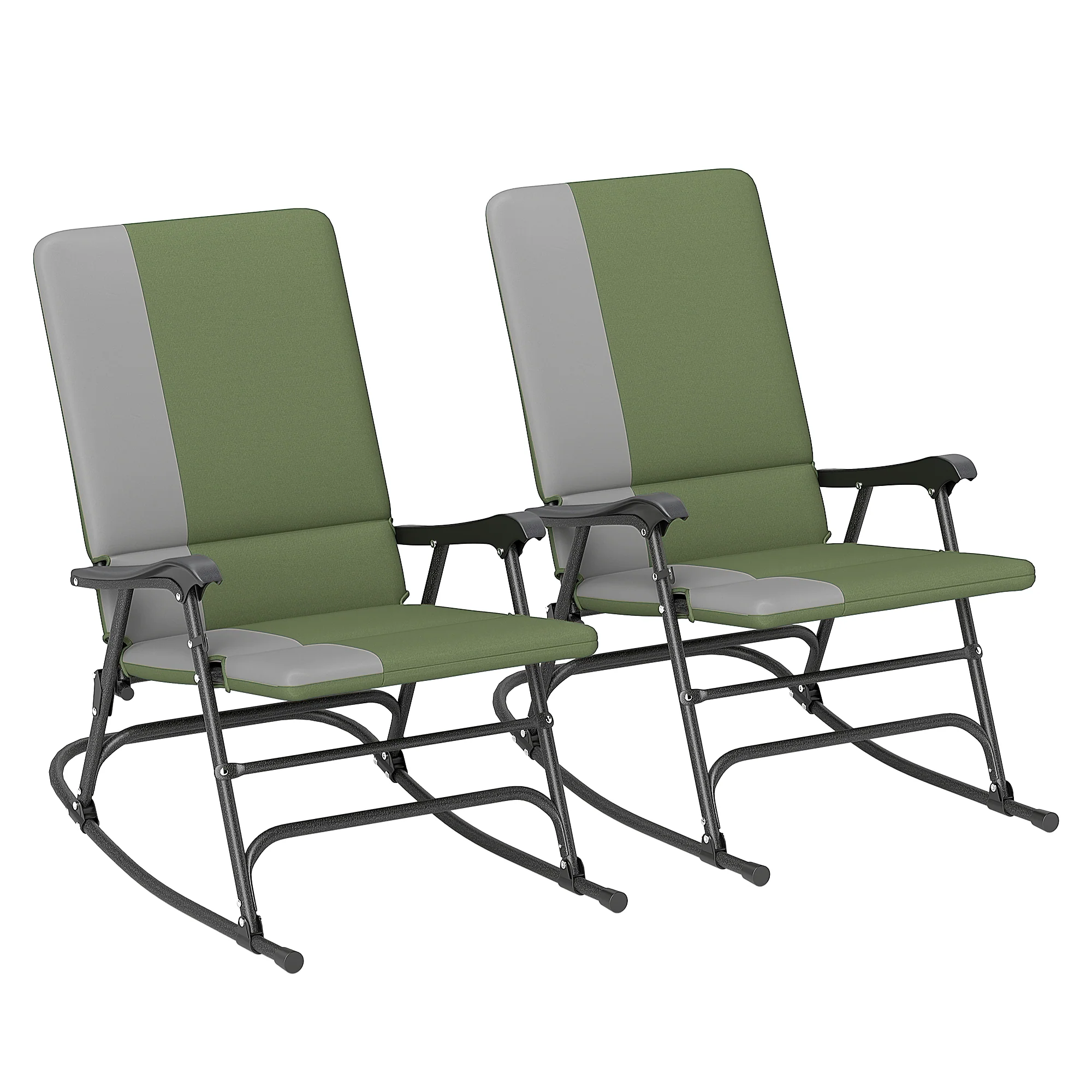 Folding Rocking Chair Set, 400 lbs High Back Oversized Outdoor Rocking Chair, Green