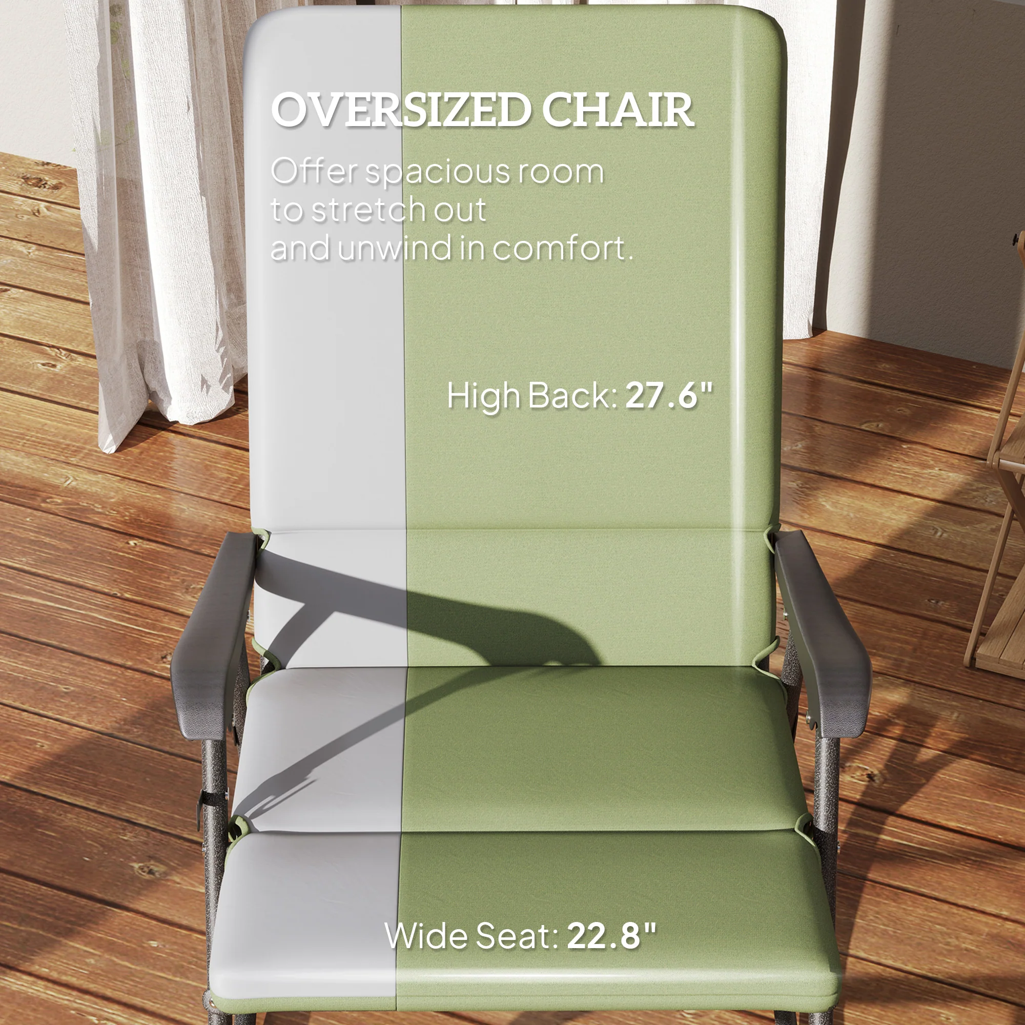 2-Piece Folding Outdoor Rocking Chairs, Dark Green - Image 7