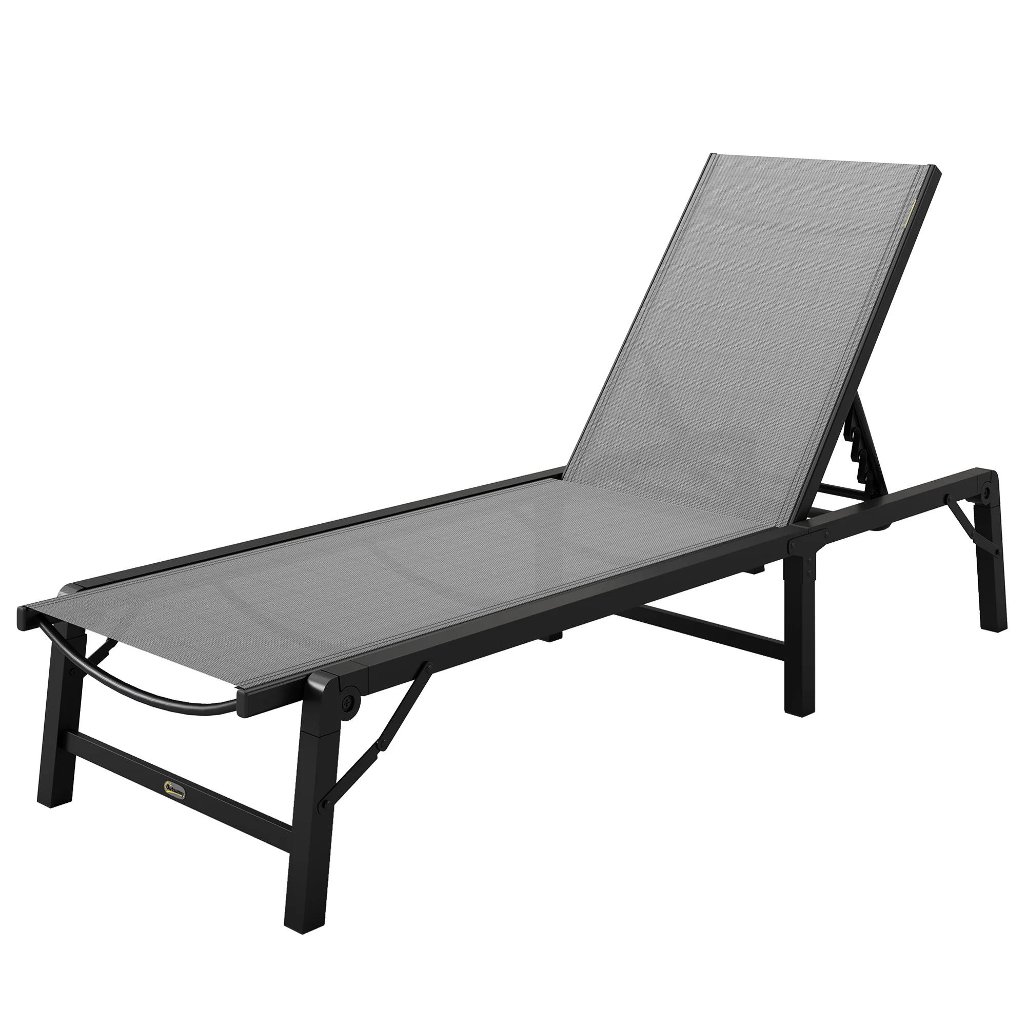 5-Position Adjustable Sun Lounger with Steel Frame for Beach, Porch, Patio, Light Grey - Image 2