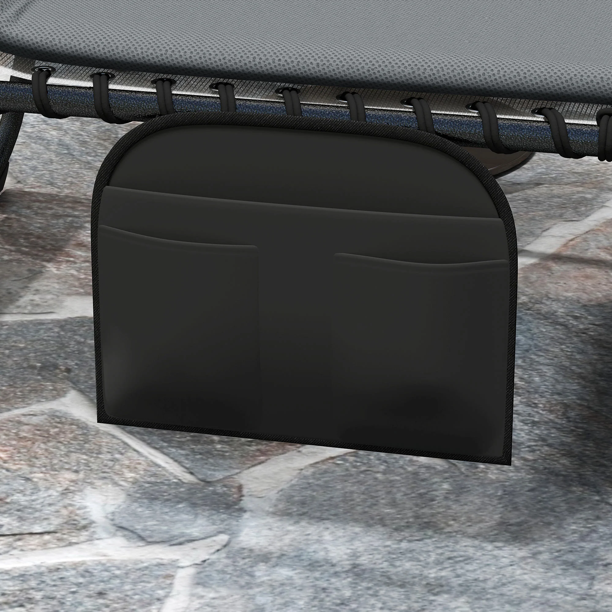 Set of 2 Folding Sun Loungers with Headrest & Side Pocket, Charcoal Grey - Image 11