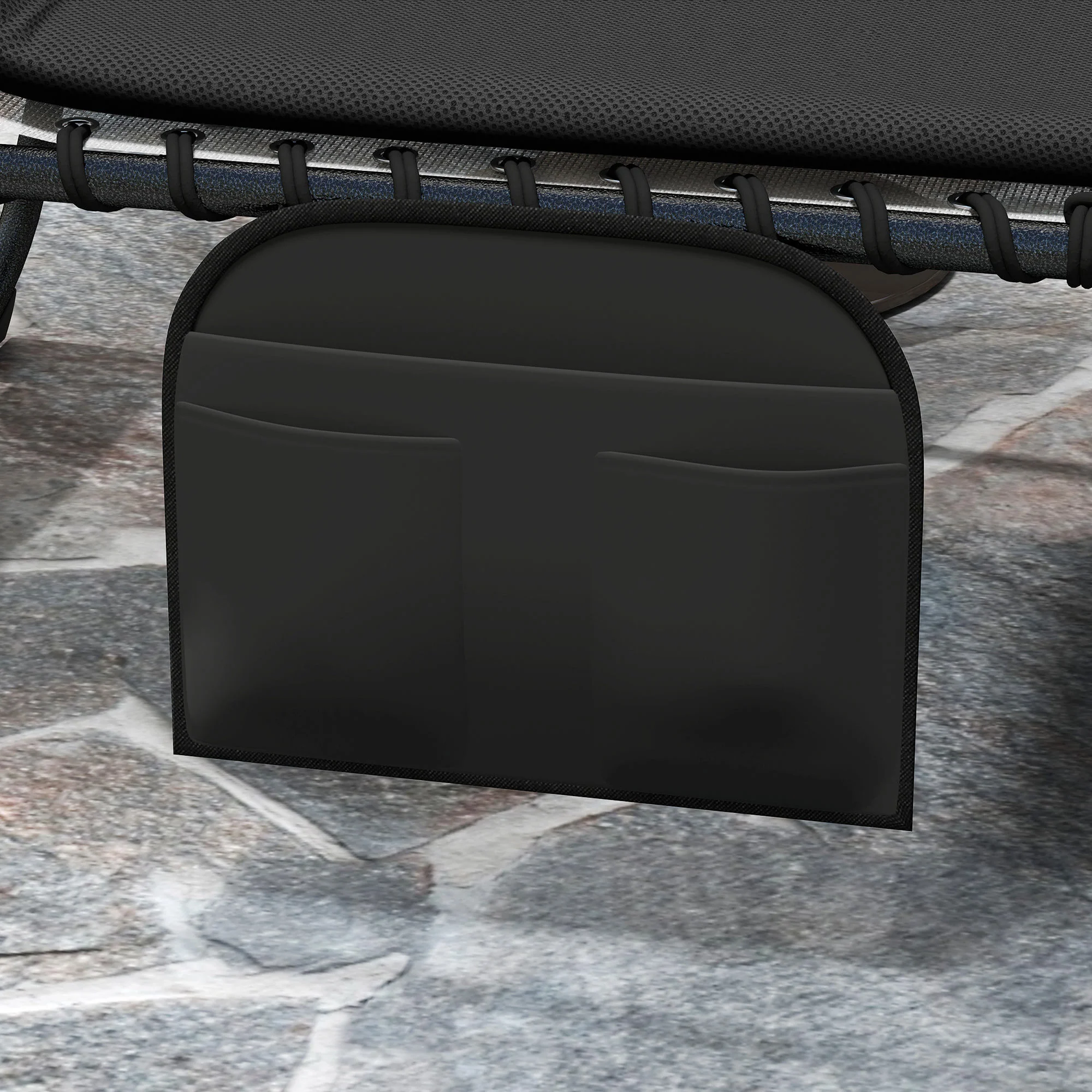 Set of 2 Folding Sun Loungers with Headrest & Side Pocket, Black - Image 11