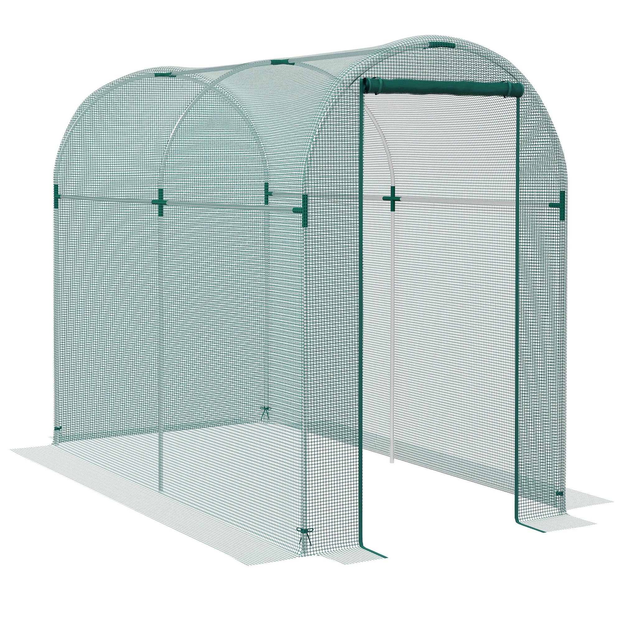 Fruit Cage Bird Netting, Vegetable Protection Tent w/ Zipped Door, 1.2 x 2.4 x 1.9m, Green