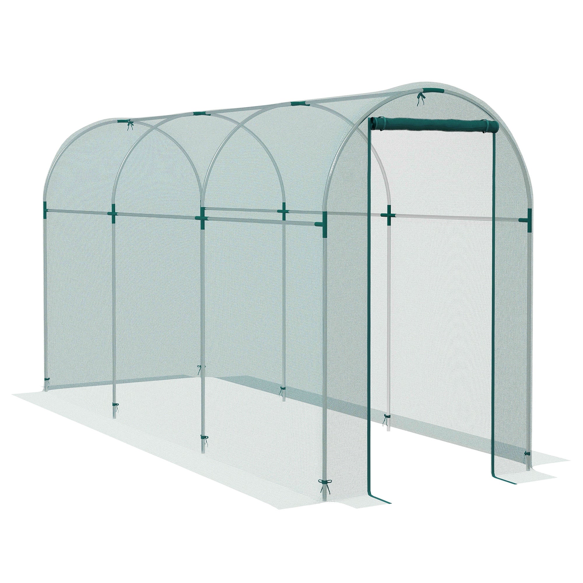 Fruit Cage Bird Netting, Vegetable Protection Tent w/ Zipped Door, 1.2 x 3.6 x 1.9m, Green - Image 12