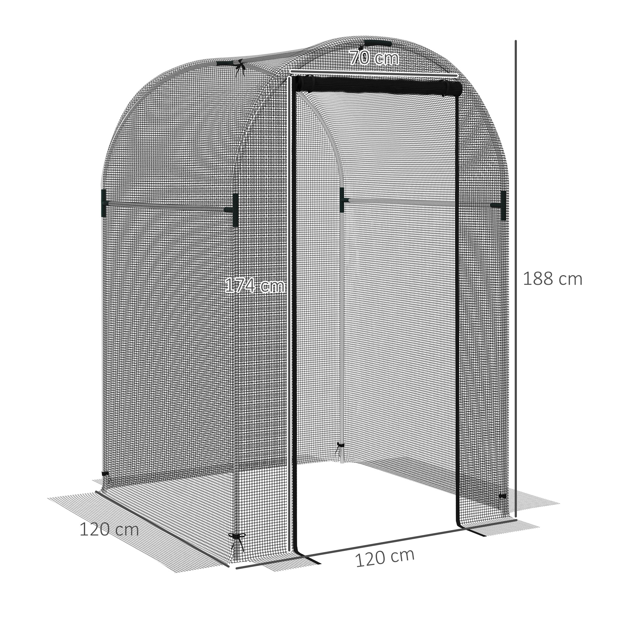 Fruit Cage Bird Netting, Vegetable Protection Tent w/ Zipped Door, 1.2 x 1.2 x 1.9m, Black - Image 5
