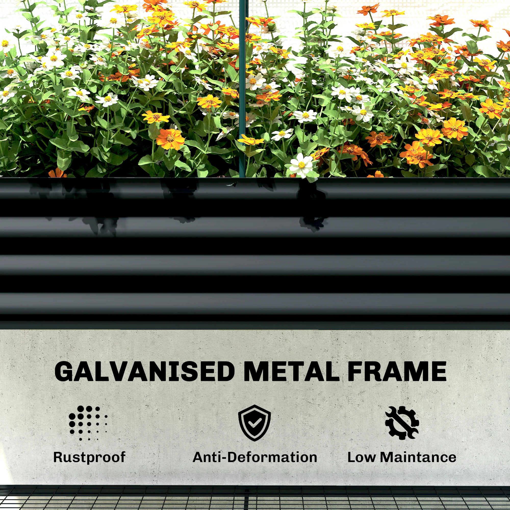 Galvanized Raised Garden Bed with Greenhouse Cover, Black - Image 10
