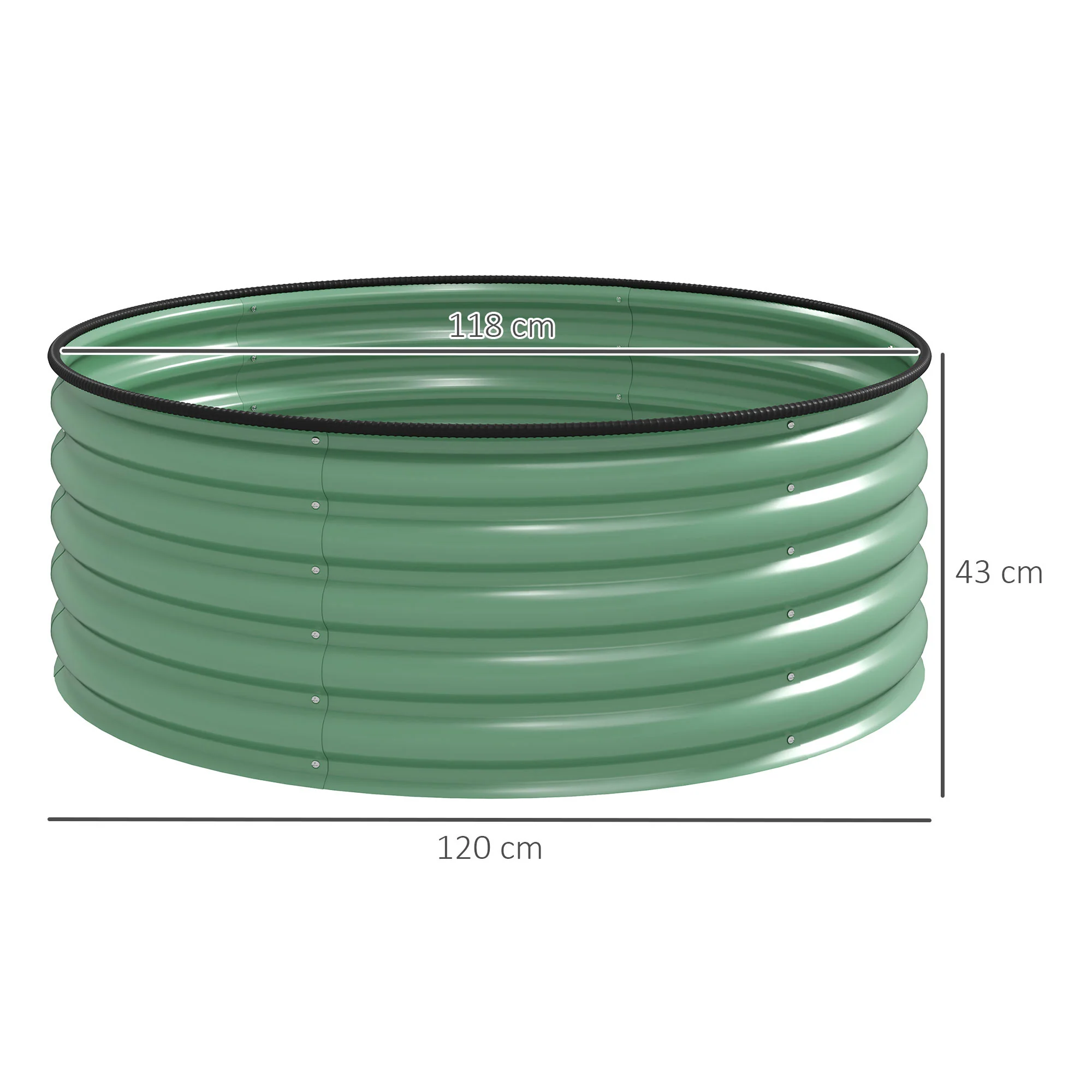 Galvanised Raised Garden Bed with Safety Edging, Outdoor Raised Planter Box with Gloves and Open Bottom, Metal Raised Bed for Flowers, Vegetables and Herbs, 120 x 120 x 43cm, Light Green - Image 5