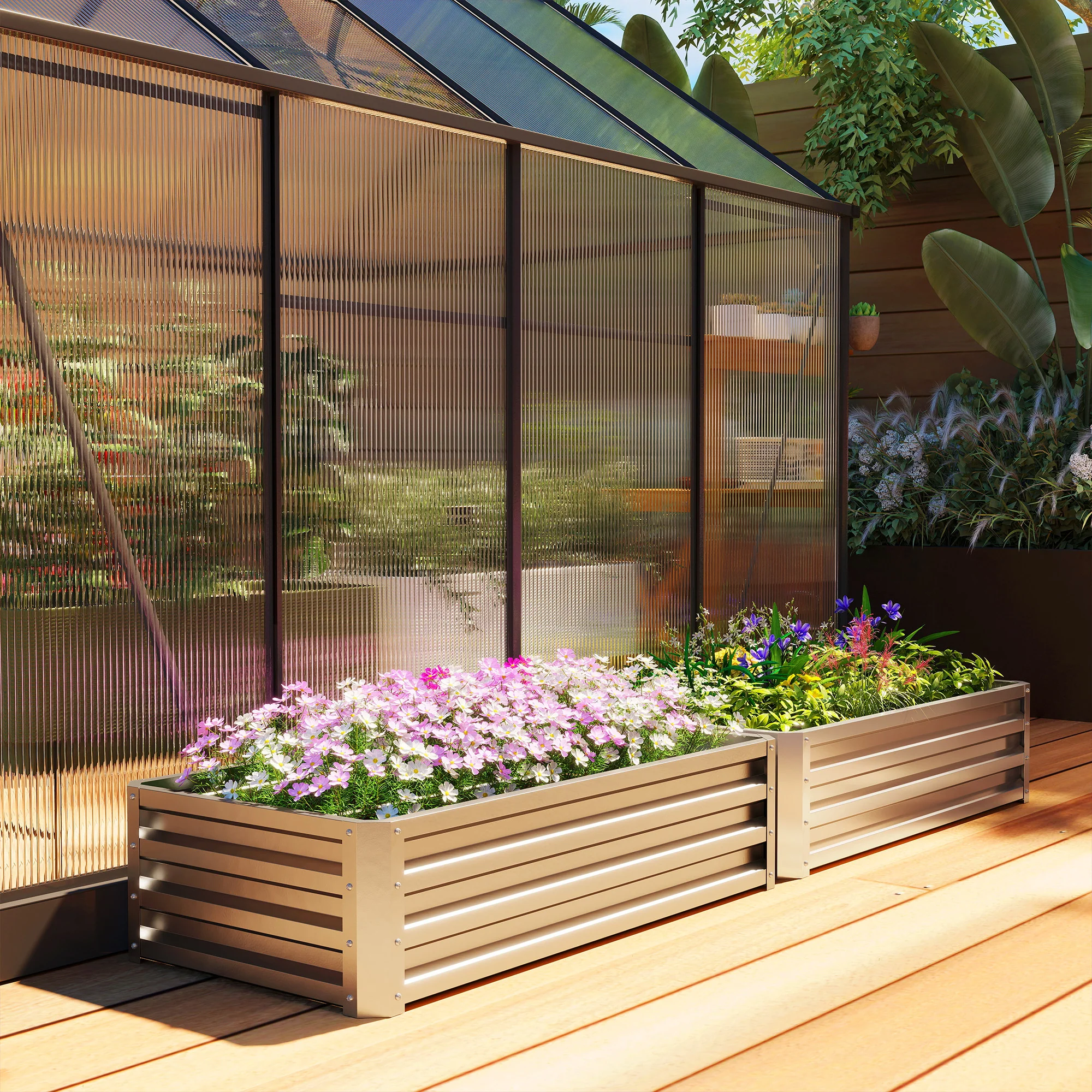 4' x 2' x 1' Galvanized Raised Garden Bed, Silver - Image 10