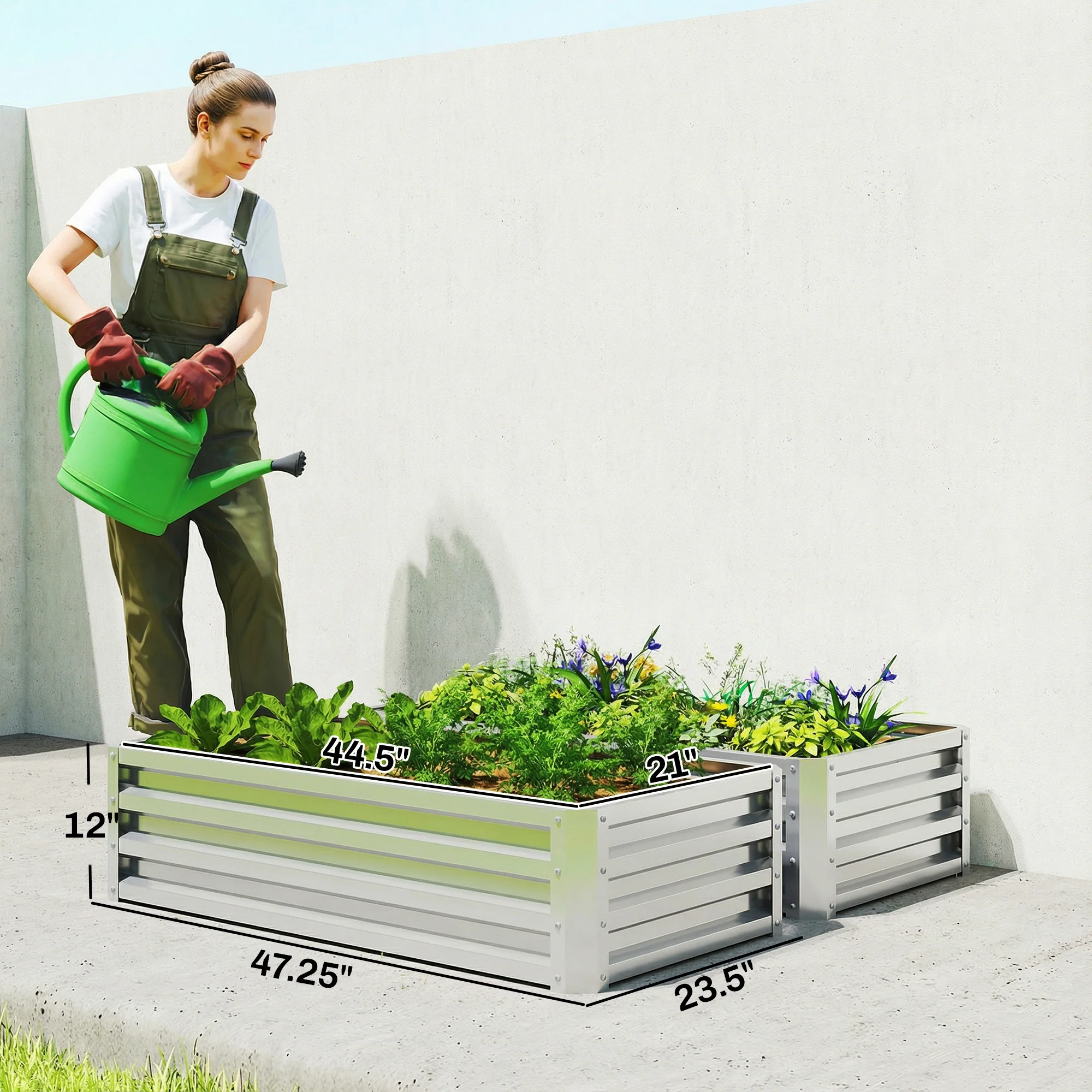 4' x 2' x 1' Galvanized Raised Garden Bed, Silver - Image 5