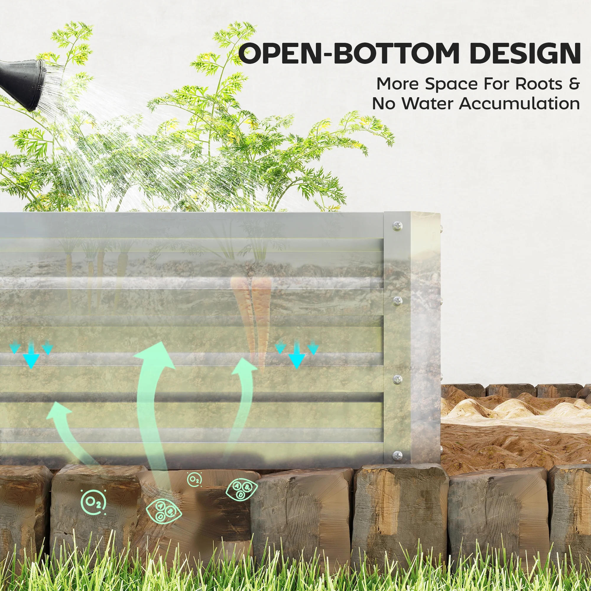 4' x 2' x 1' Galvanized Raised Garden Bed, Silver - Image 7