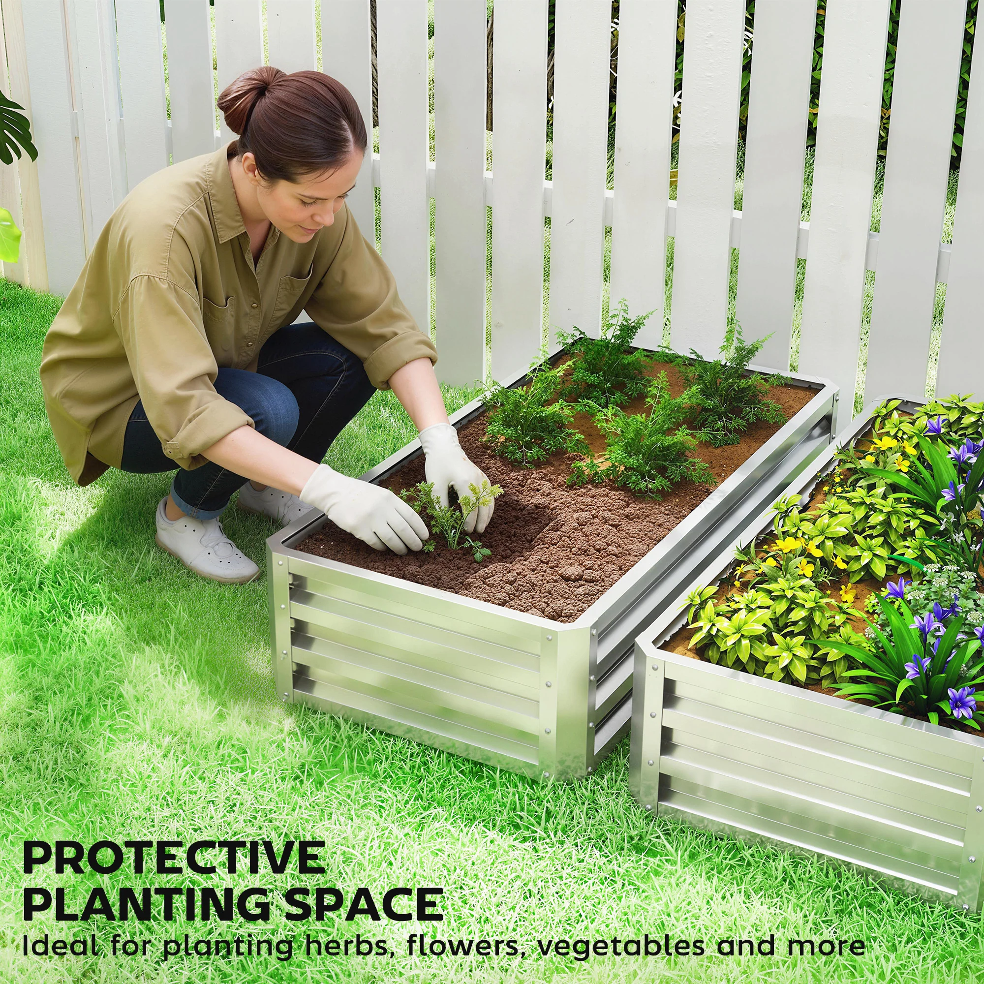 4' x 2' x 1' Galvanized Raised Garden Bed, Silver - Image 8