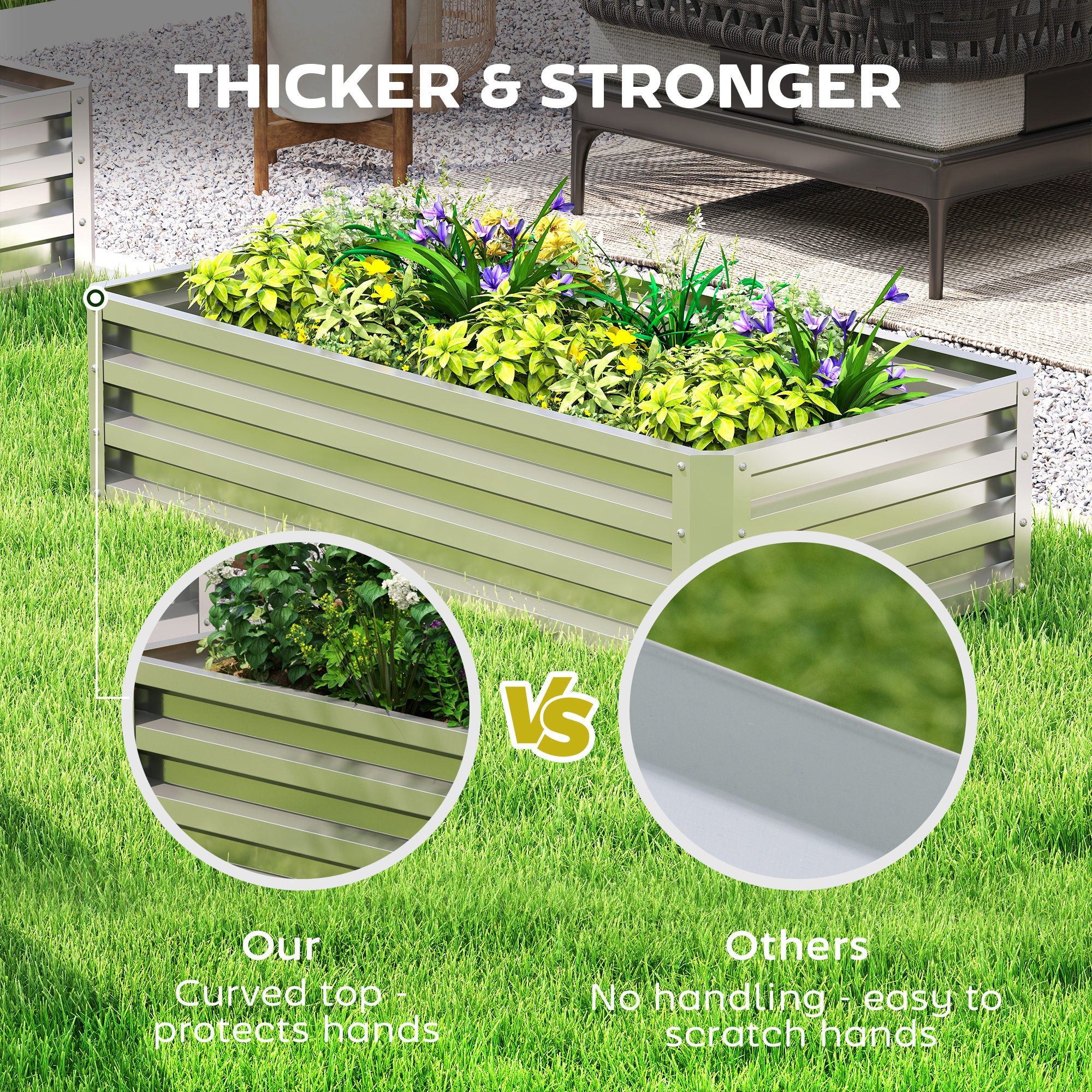 4' x 2' x 1' Galvanized Raised Garden Bed, Silver - Image 9
