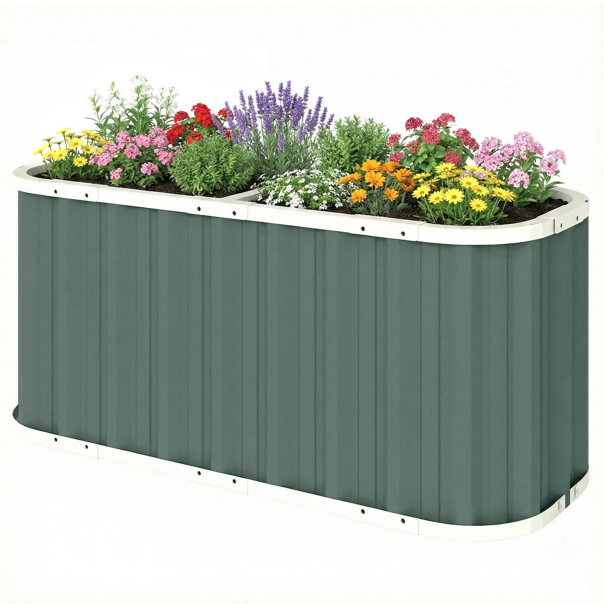 5' x 2' x 2' Galvanized Raised Garden Bed with Gloves, Light Green - Image 2