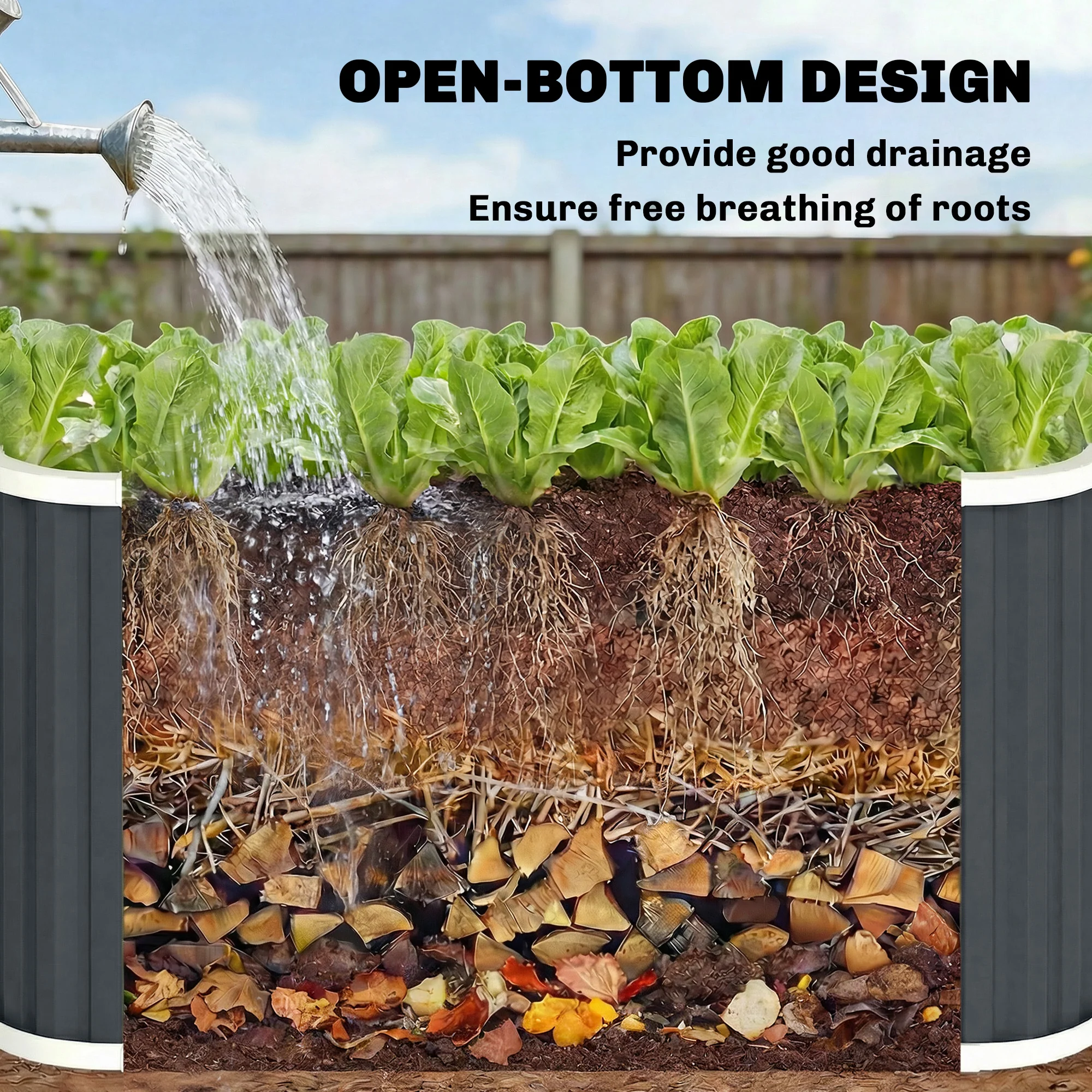 5' x 2' x 2' Galvanized Raised Garden Bed with Gloves, Dark Grey - Image 11
