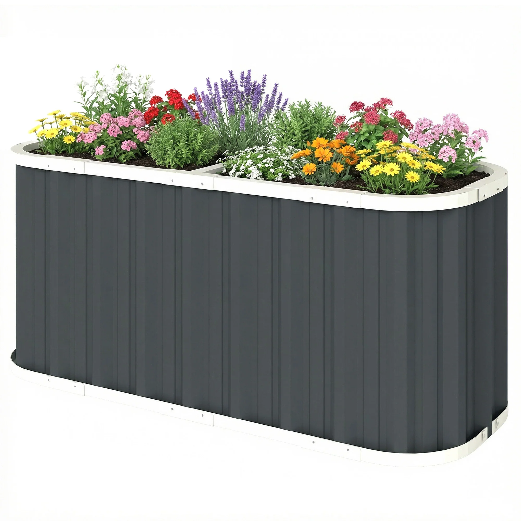 5' x 2' x 2' Galvanized Raised Garden Bed with Gloves, Dark Grey - Image 2