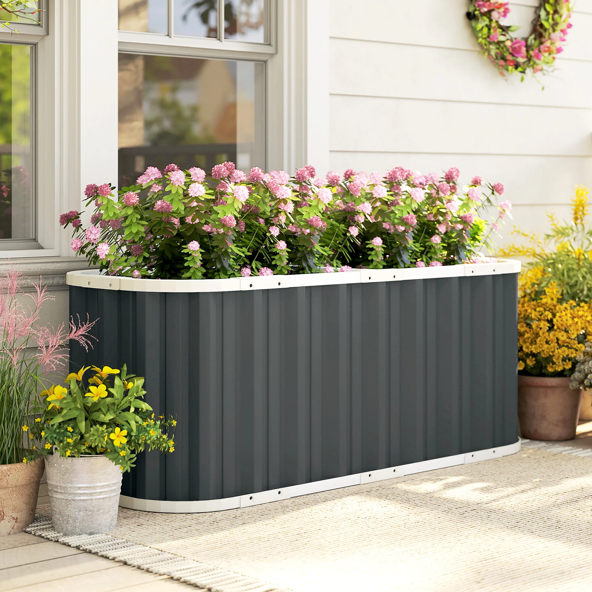 5' x 2' x 2' Galvanized Raised Garden Bed with Gloves, Dark Grey - Image 3