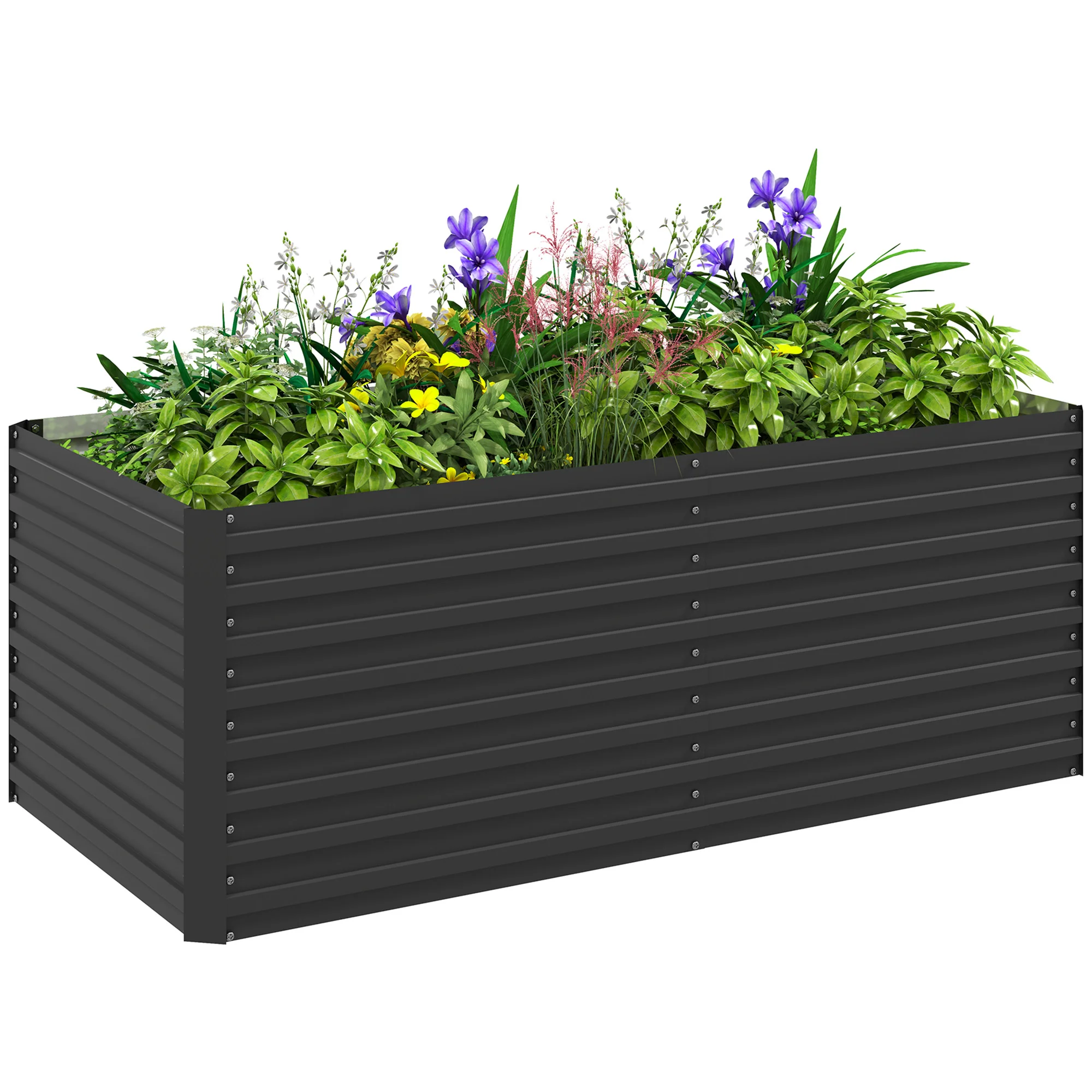 5' x 3' x 2' Large Galvanized Raised Garden Bed with Deep Design, Dark Grey