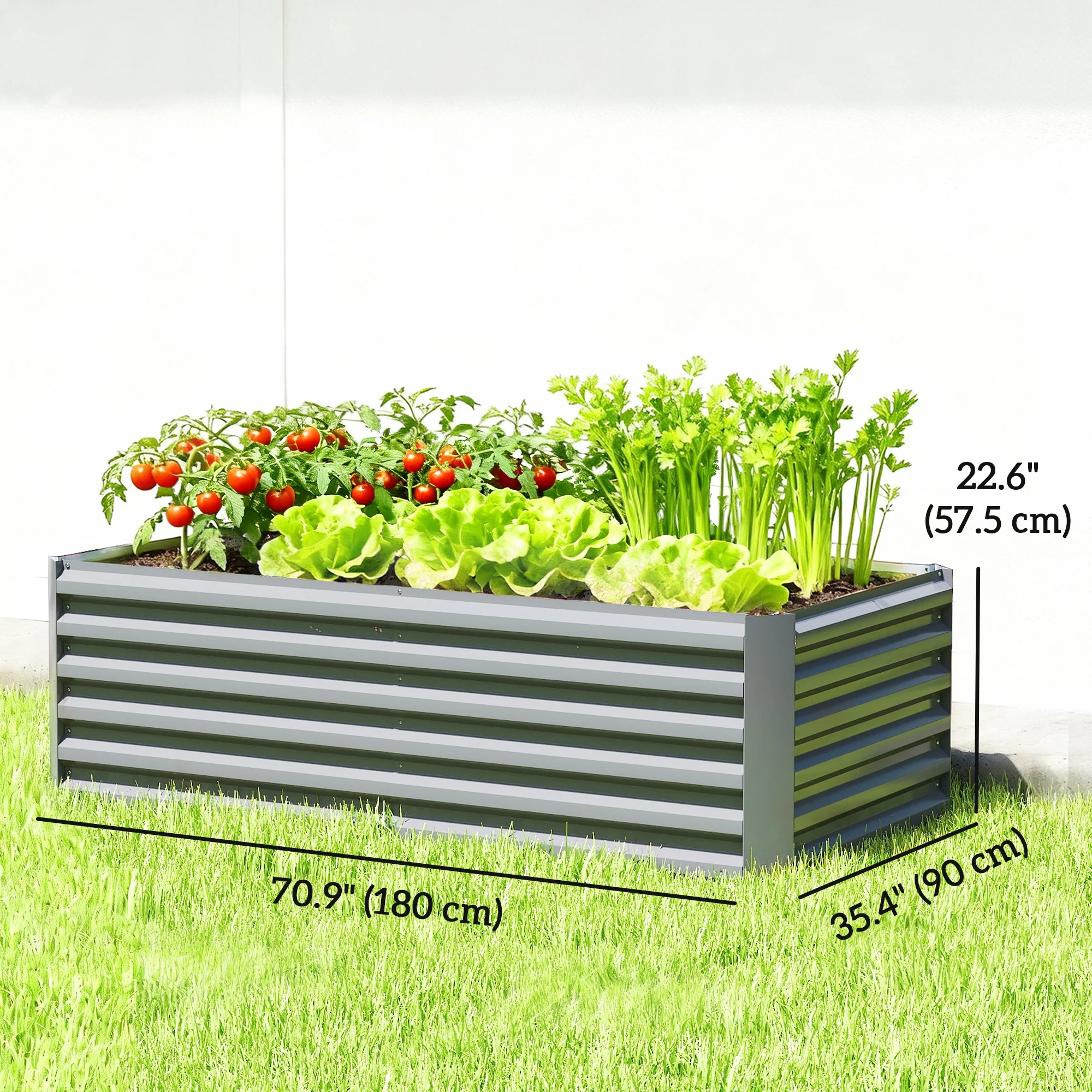 6' x 3' x 2' Galvanized Raised Garden Bed for Vegetables, Light Grey - Image 5