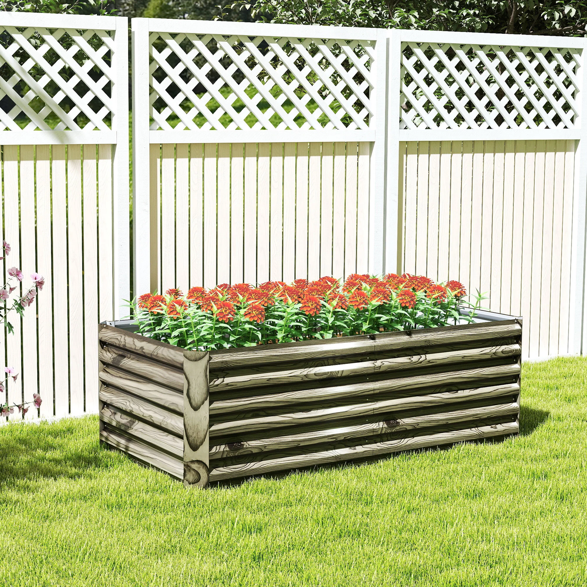 6' x 3' x 2' Galvanized Raised Garden Bed for Vegetables, Light Wood Effect - Image 11