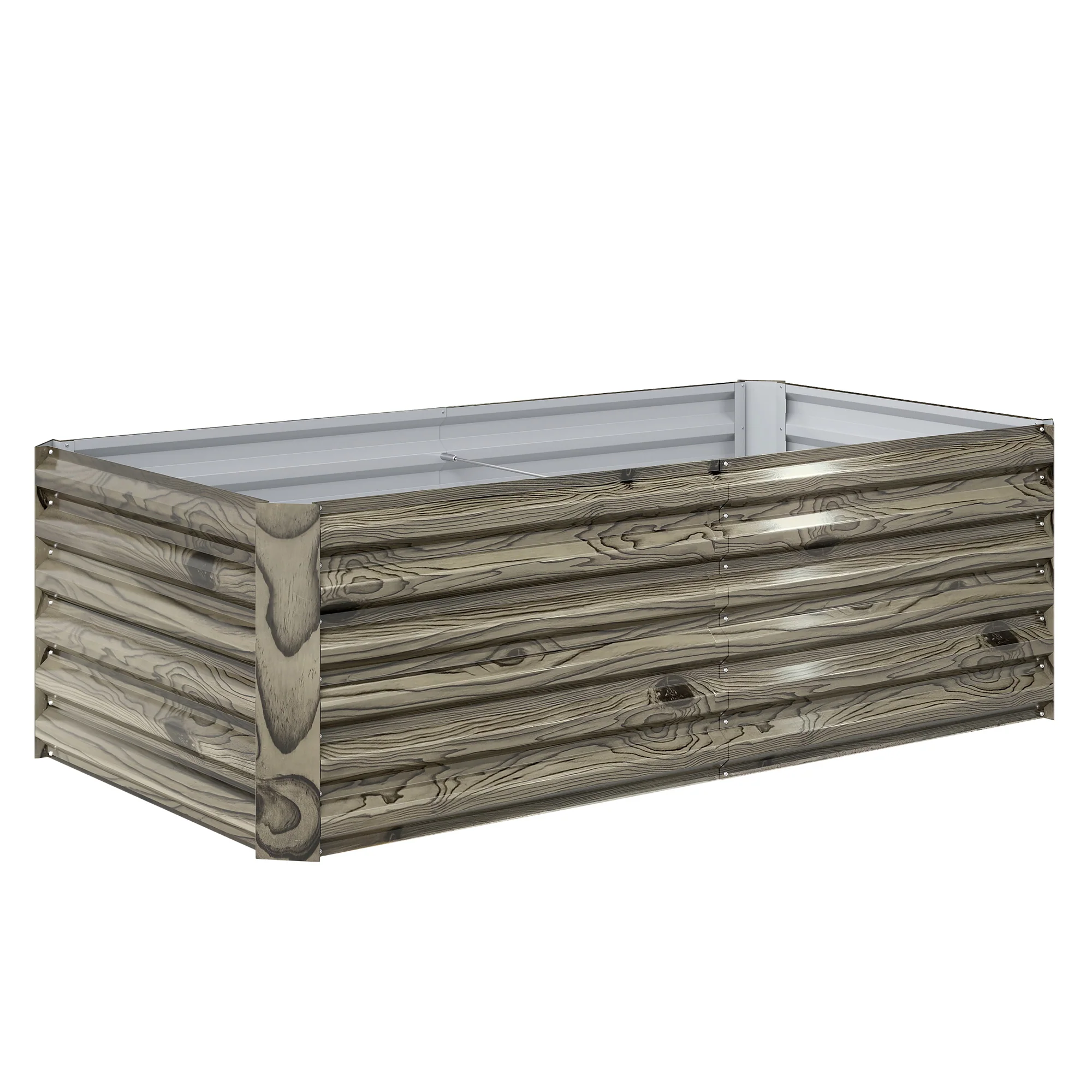 6' x 3' x 2' Galvanized Raised Garden Bed for Vegetables, Light Wood Effect - Image 12