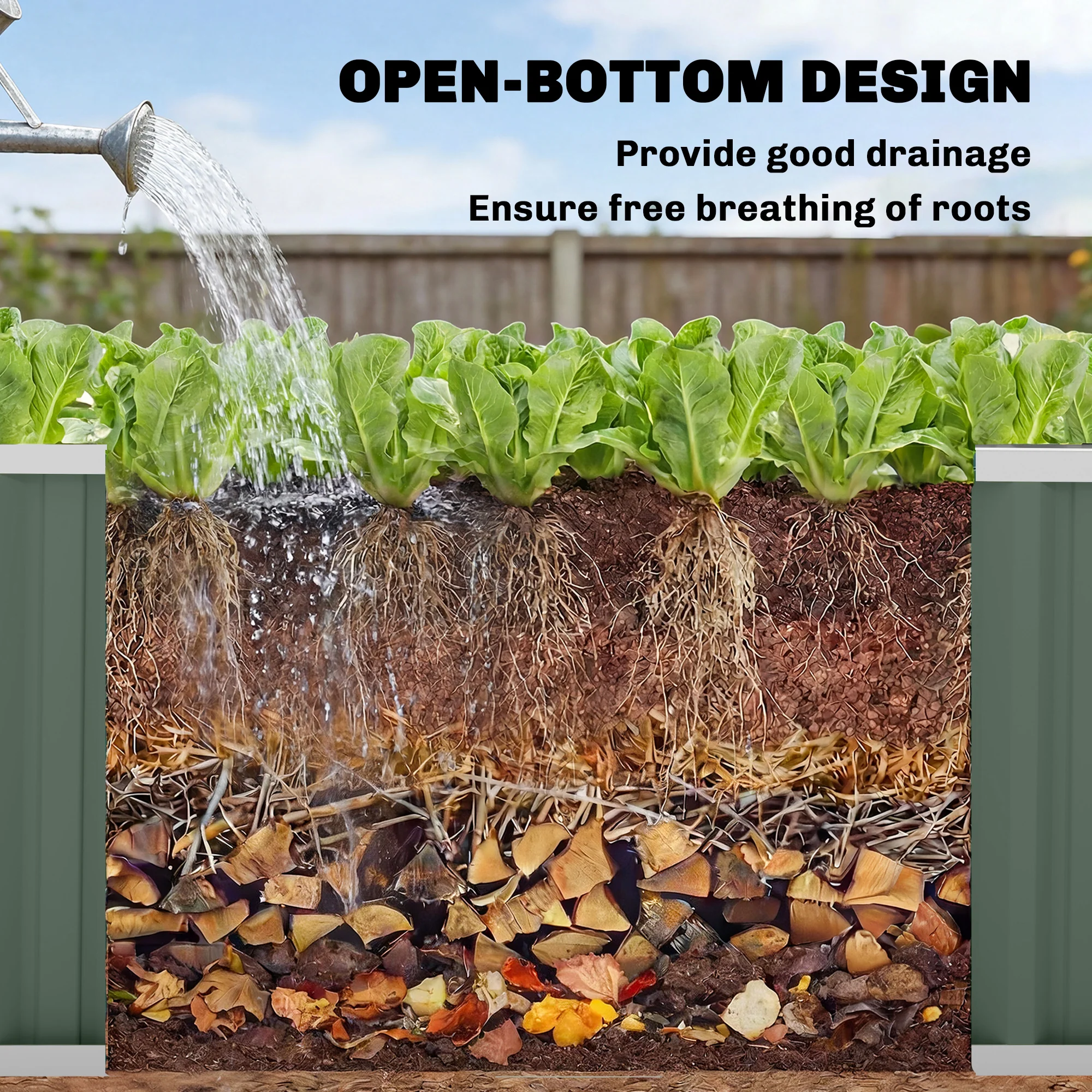 7' x 2' x 2' Galvanized Raised Garden Bed with Gloves, Light Green - Image 11