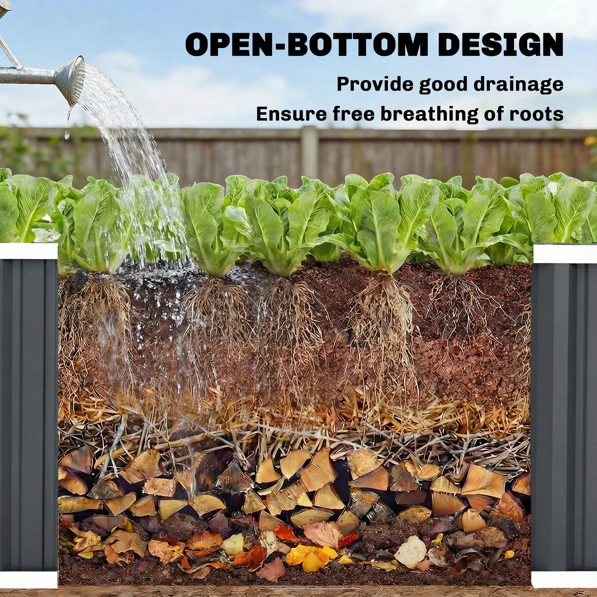 7' x 2' x 2' Galvanized Raised Garden Bed with Gloves, Dark Grey - Image 11
