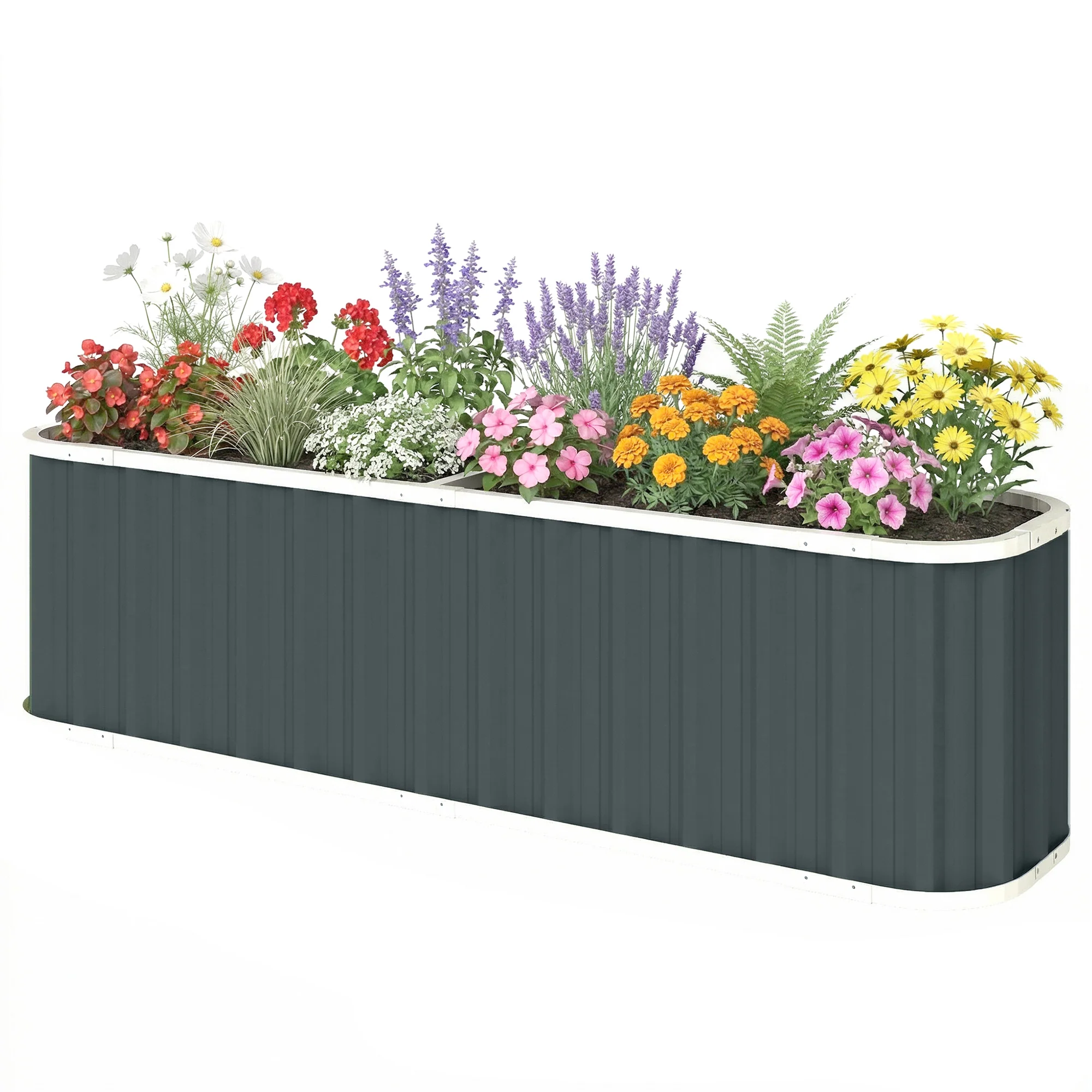 7' x 2' x 2' Galvanized Raised Garden Bed with Gloves, Dark Grey - Image 2