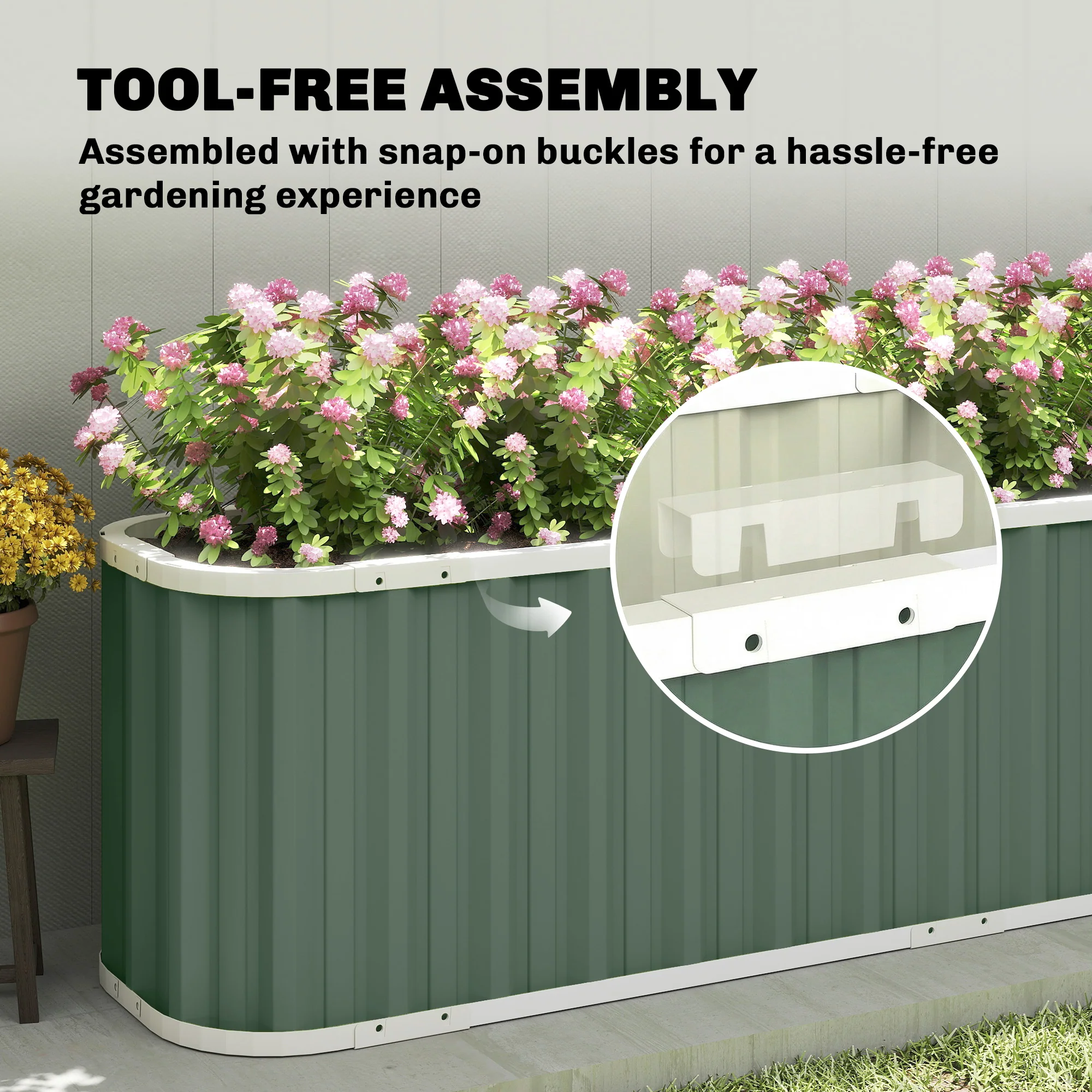 7' x 2' x 2' Galvanized Raised Garden Bed with Gloves, Light Green - Image 7