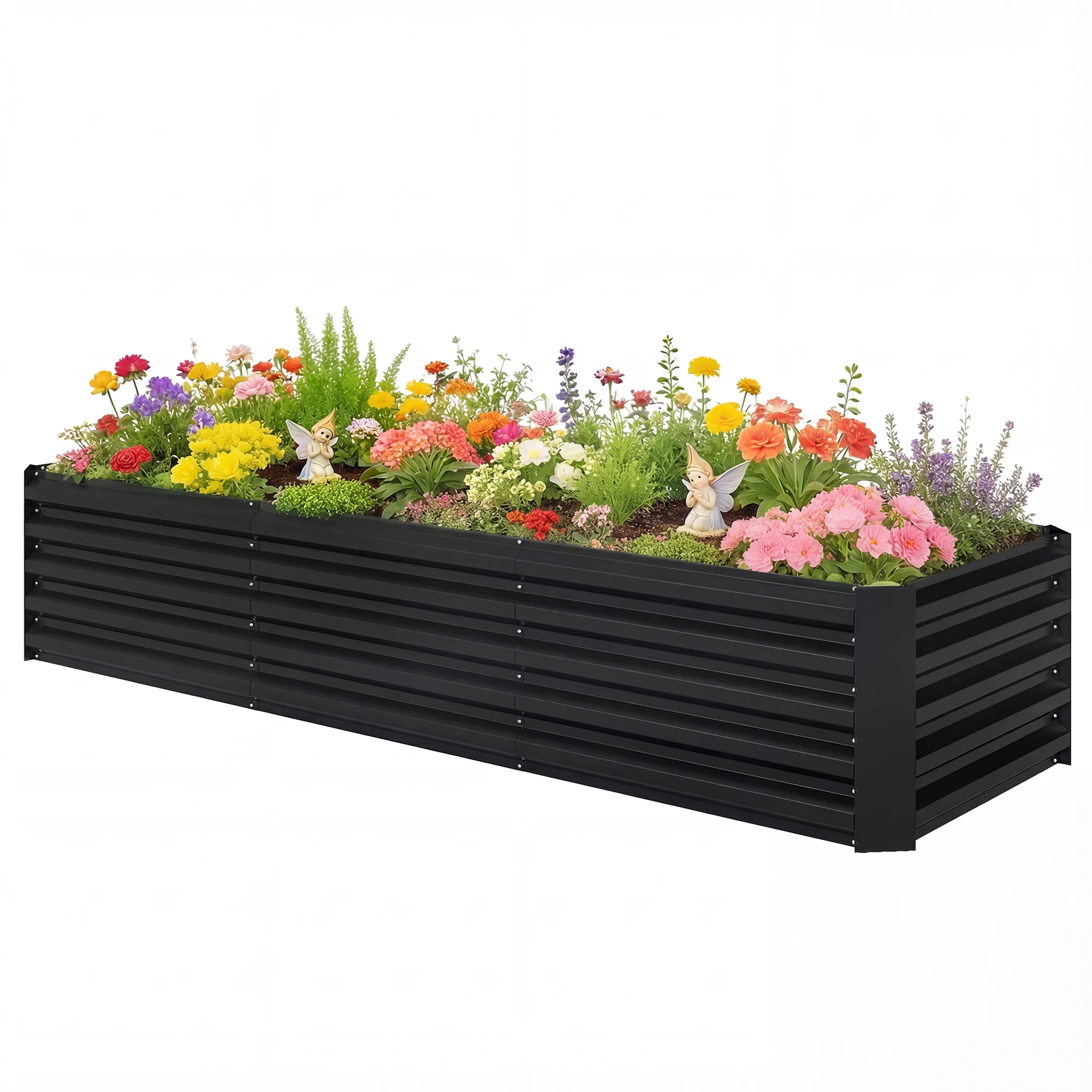 8 x 2.6 x 1.5ft Galvanized Raised Garden Bed with Open Bottom, Black - Image 2
