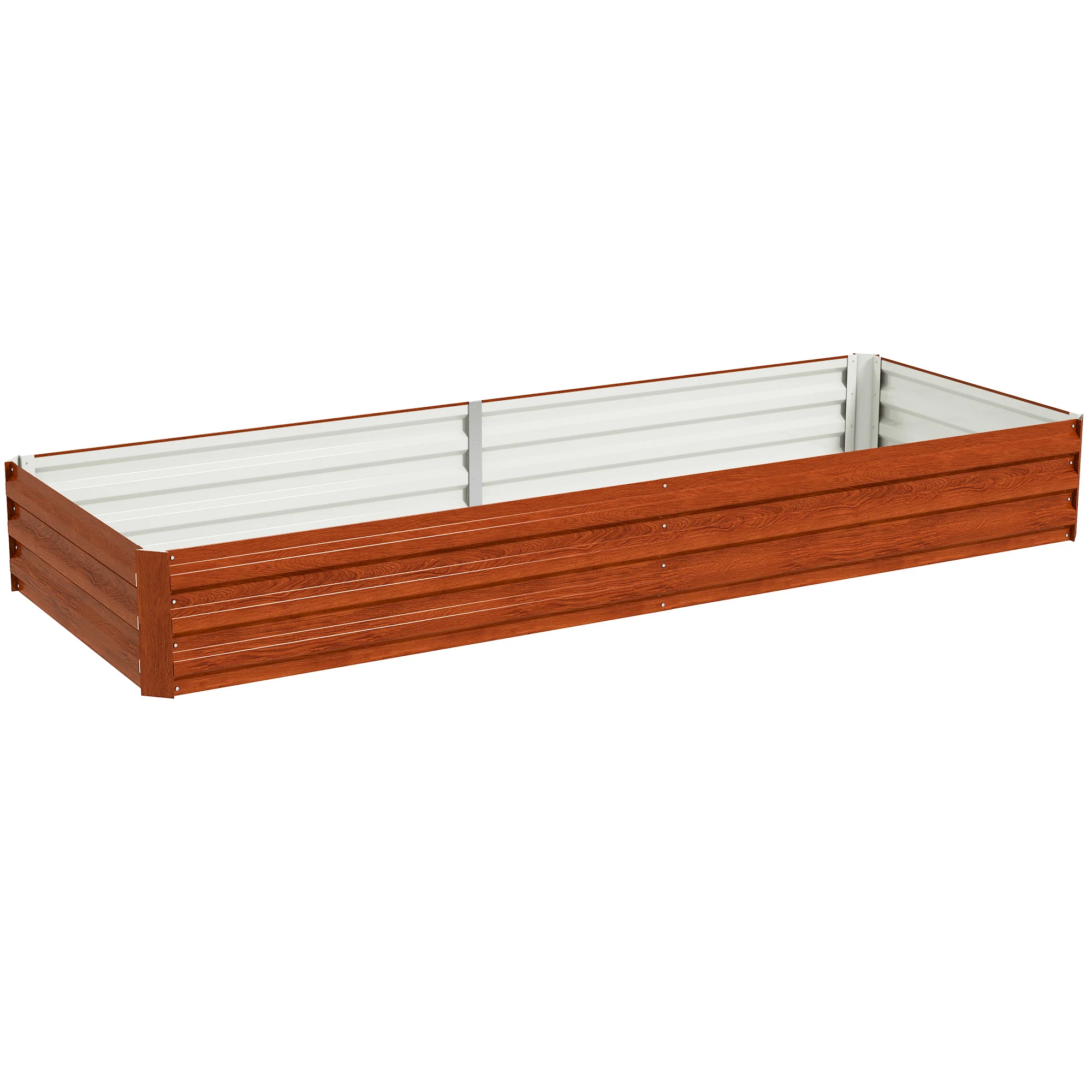 8' x 3' x 1' Galvanized Raised Garden Bed for Growing Flowers, Succulents, Natural Wood - Image 12