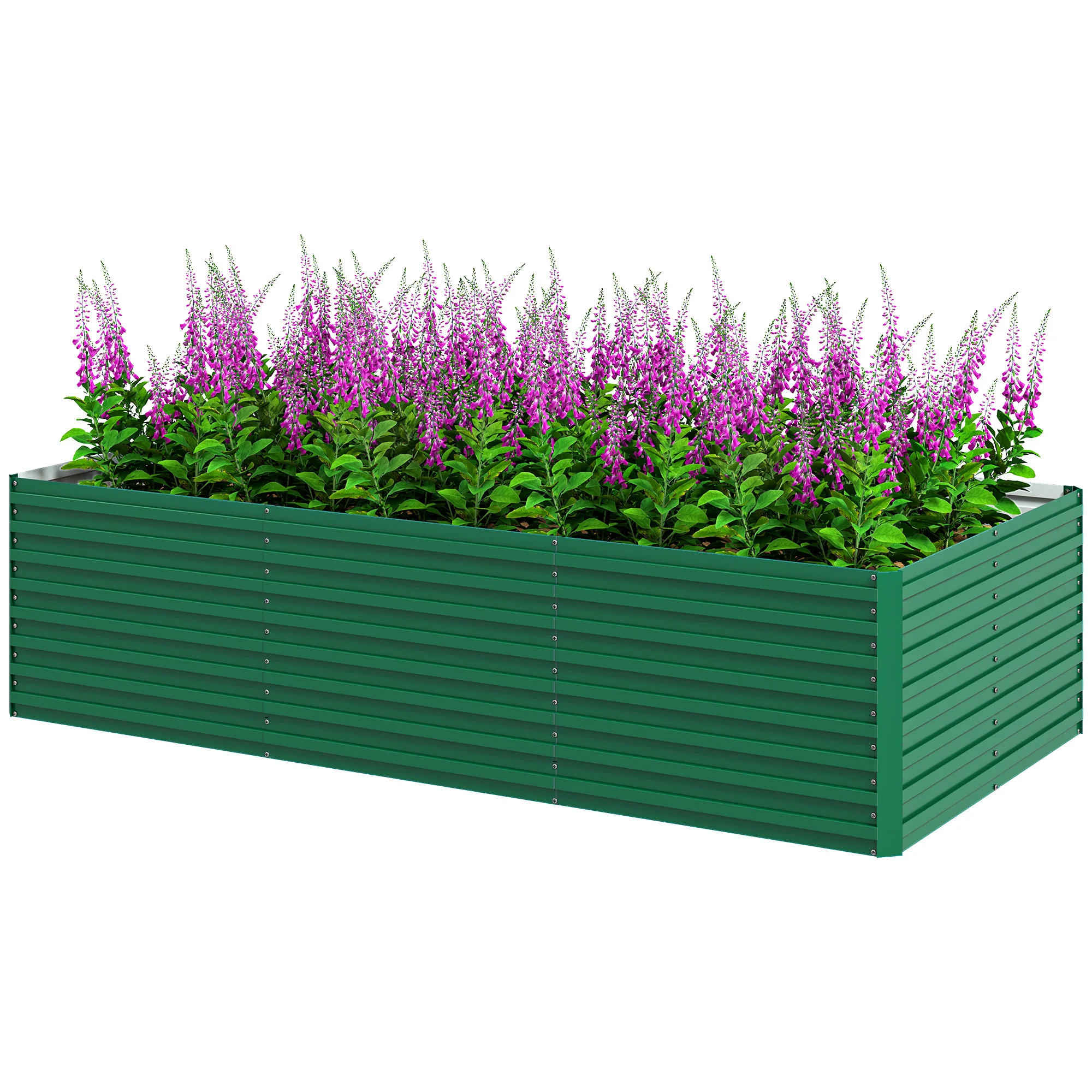 8' x 4' x 2' Large Galvanized Raised Garden Bed with Deep Design, Green - Image 2