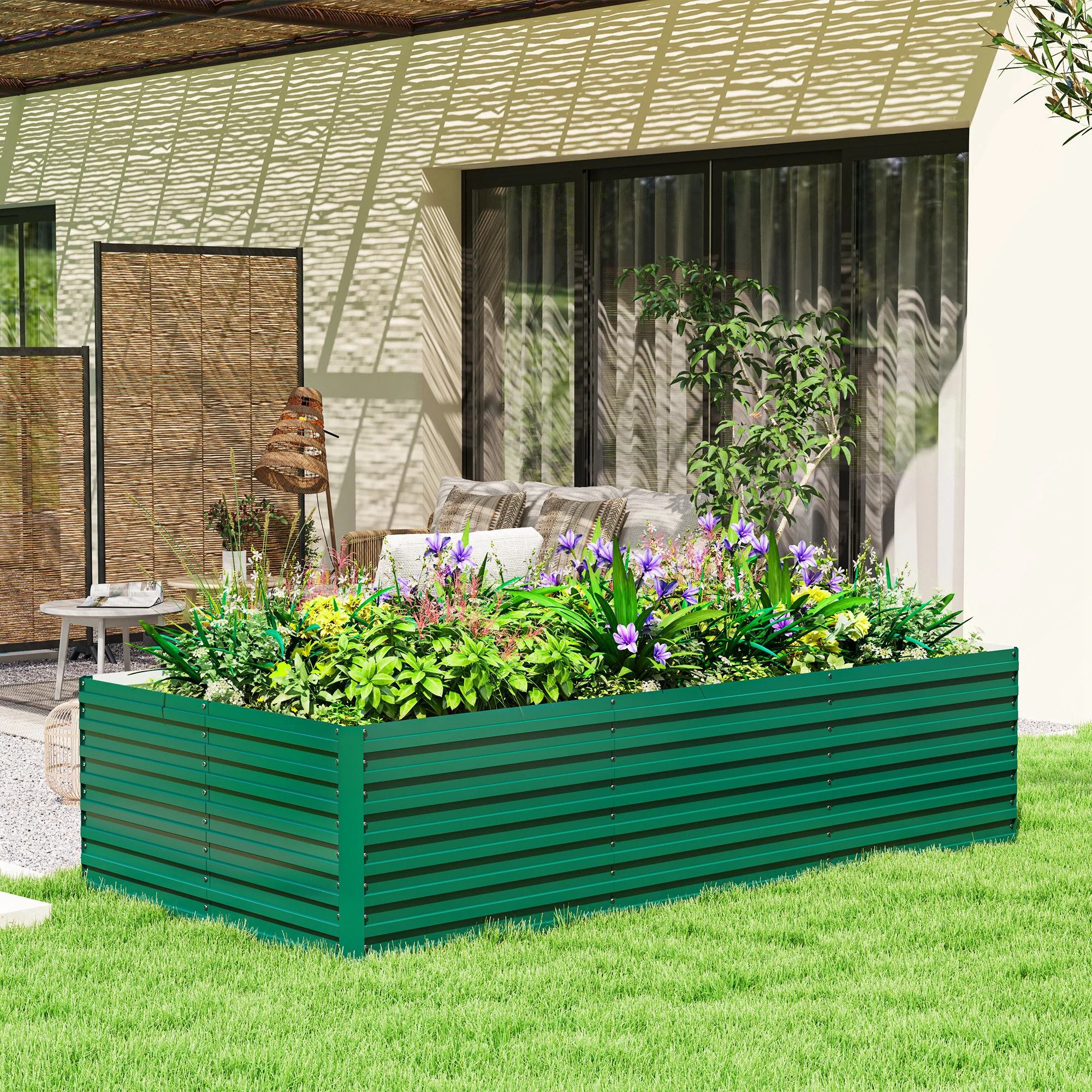 8' x 4' x 2' Large Galvanized Raised Garden Bed with Deep Design, Green - Image 3