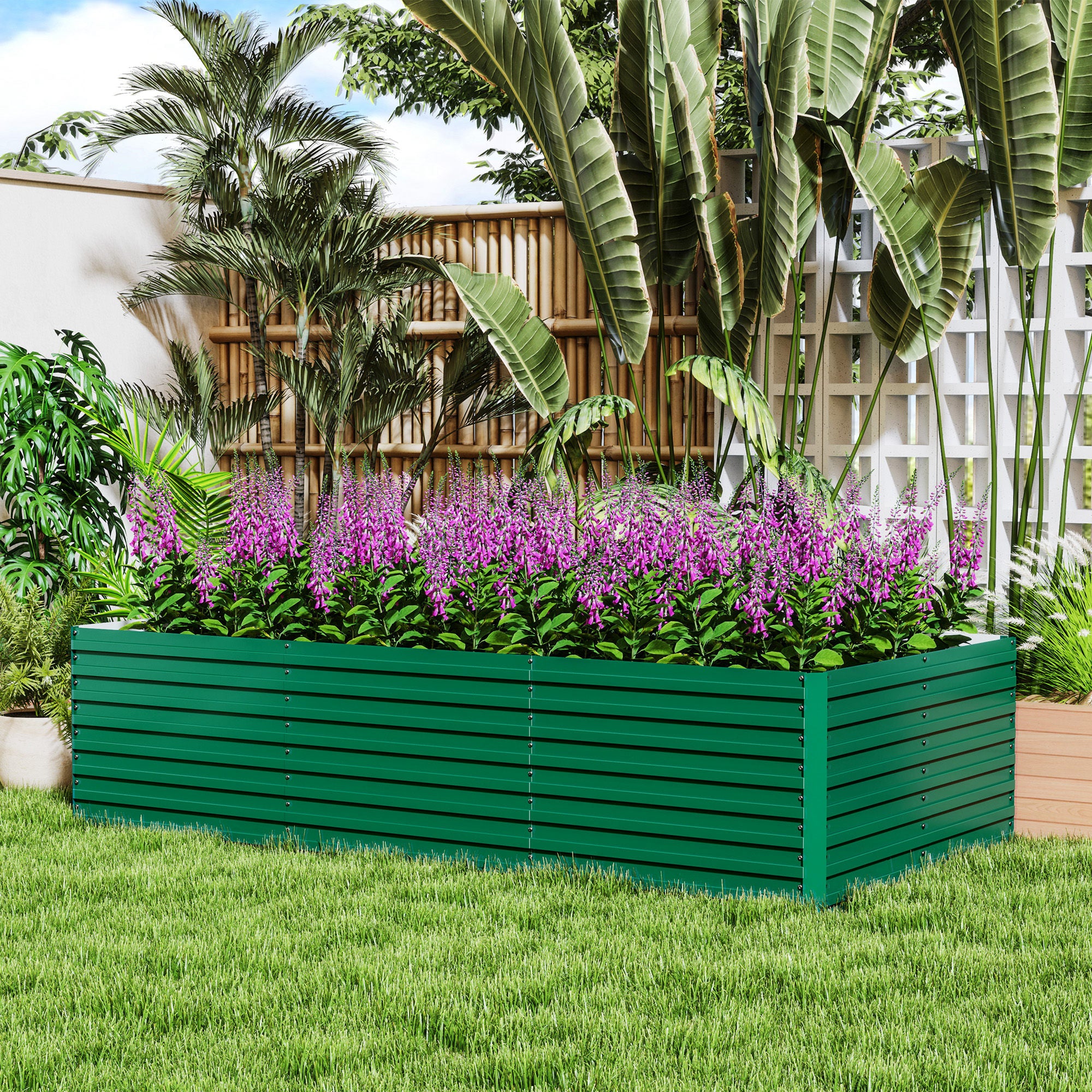 8' x 4' x 2' Large Galvanized Raised Garden Bed with Deep Design, Green - Image 4