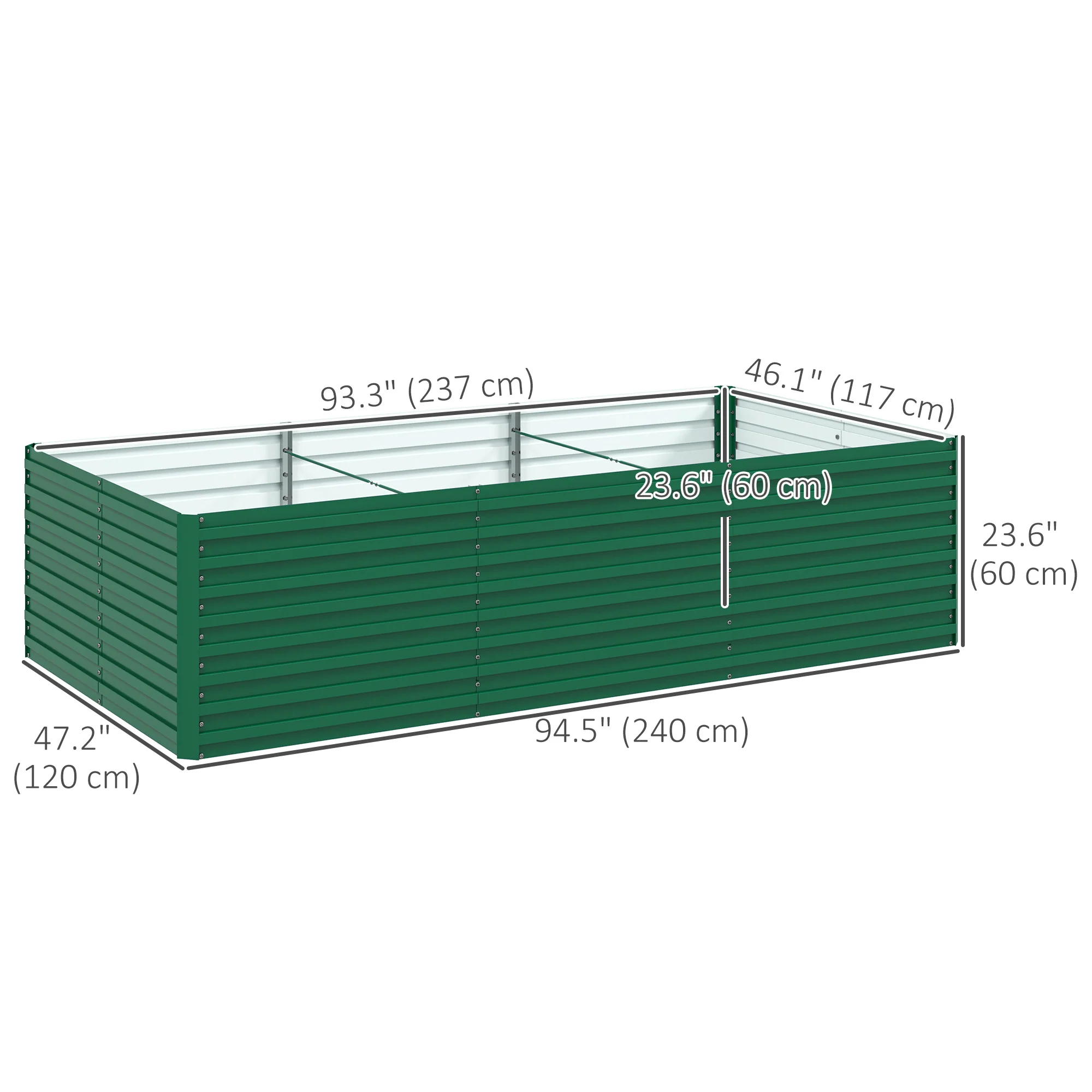 8' x 4' x 2' Large Galvanized Raised Garden Bed with Deep Design, Green - Image 5