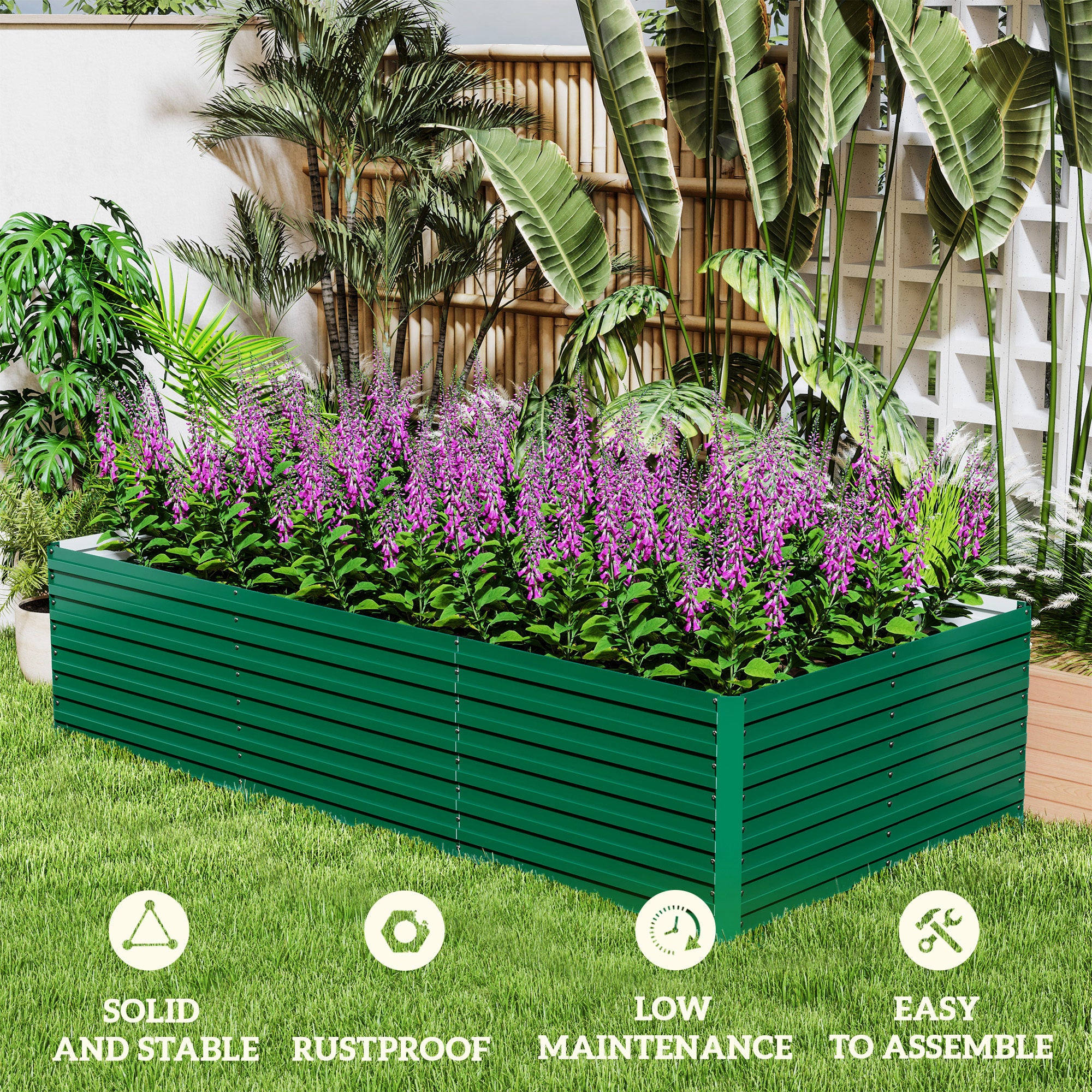 8' x 4' x 2' Large Galvanized Raised Garden Bed with Deep Design, Green - Image 7