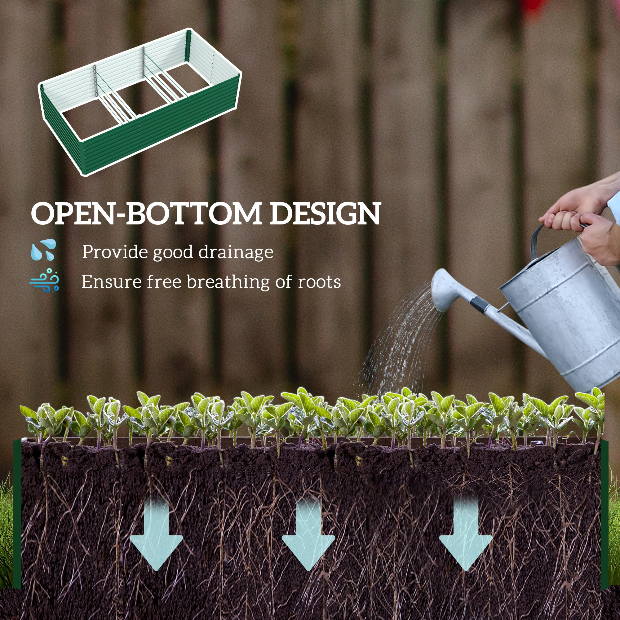 8' x 4' x 2' Large Galvanized Raised Garden Bed with Deep Design, Green - Image 8