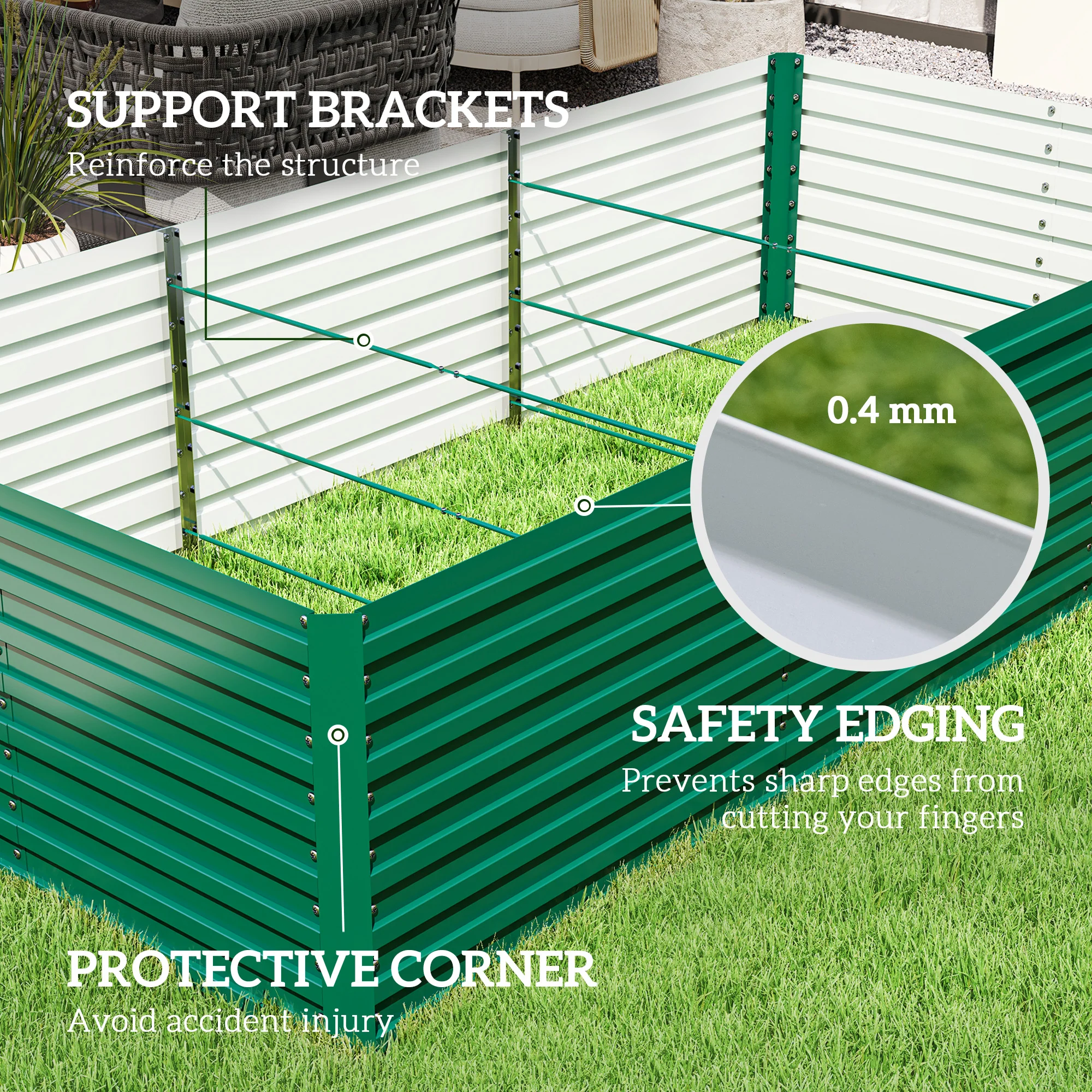 8' x 4' x 2' Large Galvanized Raised Garden Bed with Deep Design, Green - Image 9