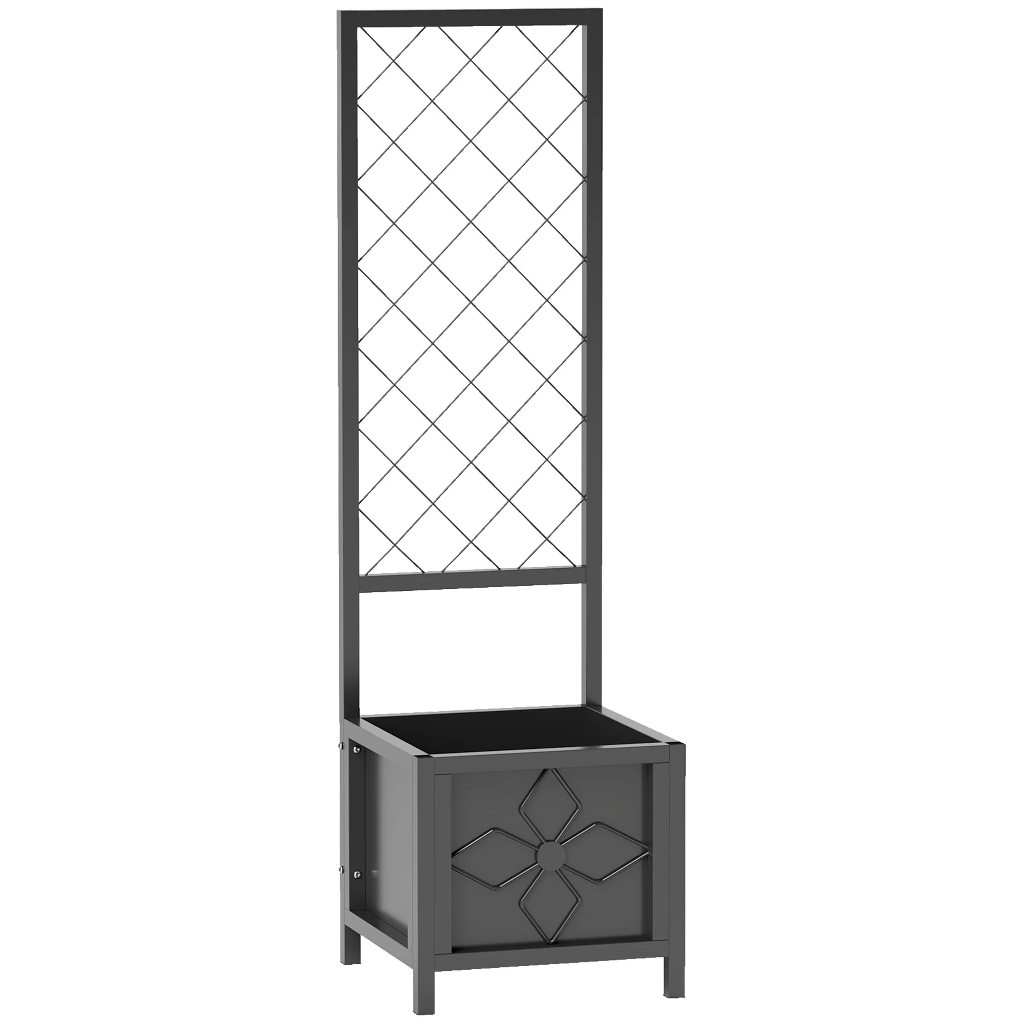 Galvanized Raised Garden Bed with Trellis, Drainage Holes, Privacy Screen,15.7" x 15.7" x 55.1" - Image 12