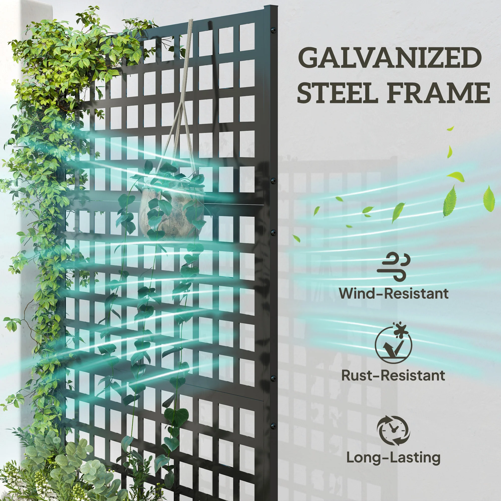 Galvanized Raised Garden Bed with Trellis, Drainage Holes, Privacy Screen, 43" x 16" x 70" - Image 6