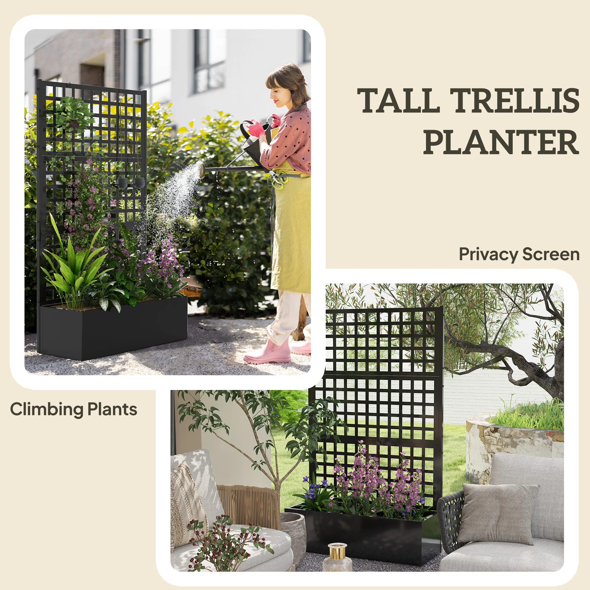 Galvanized Raised Garden Bed with Trellis, Drainage Holes, Privacy Screen, 43" x 16" x 70" - Image 7