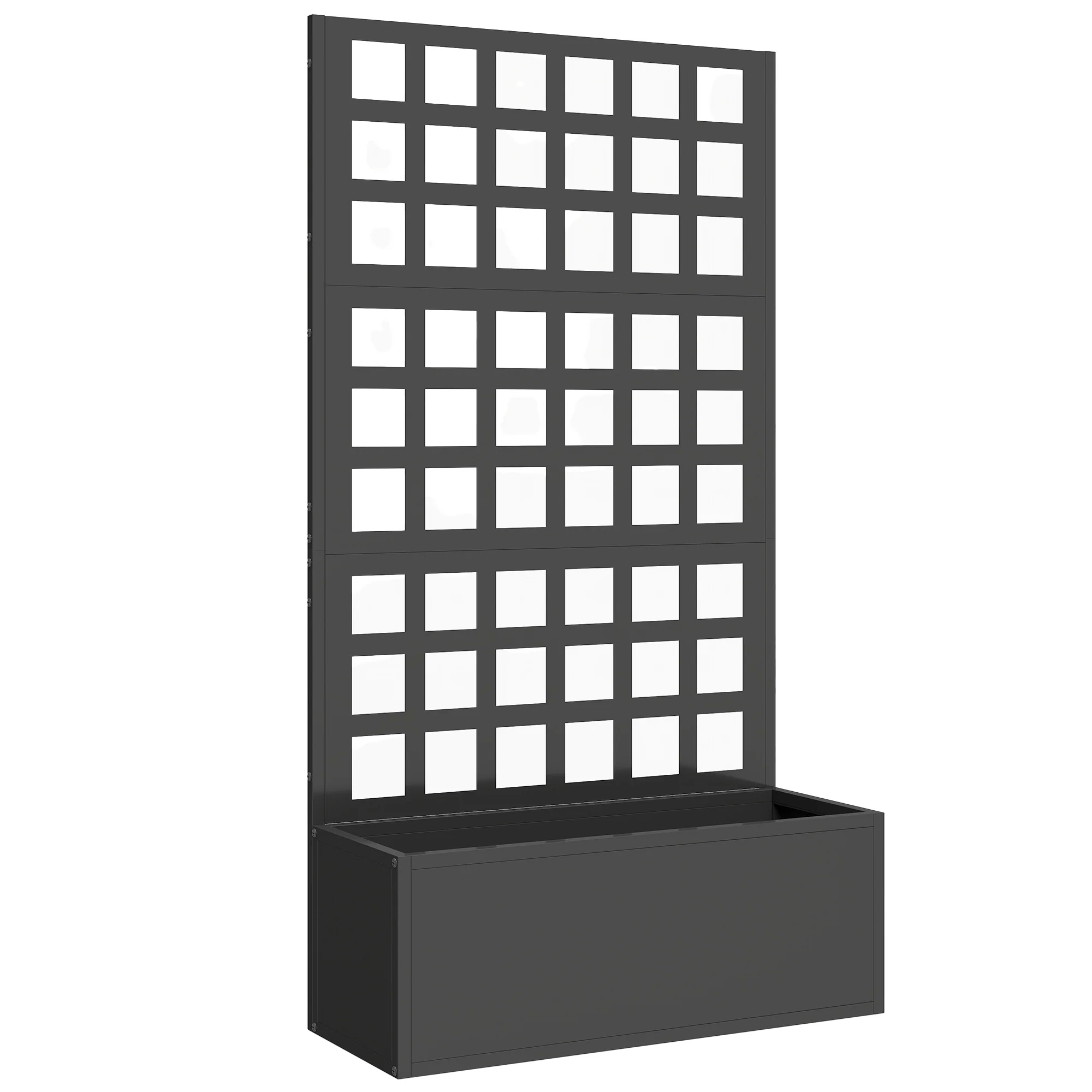 24" x 9" x 44.5" Raised Garden Bed with Trellis and Drainage, Black - Image 12