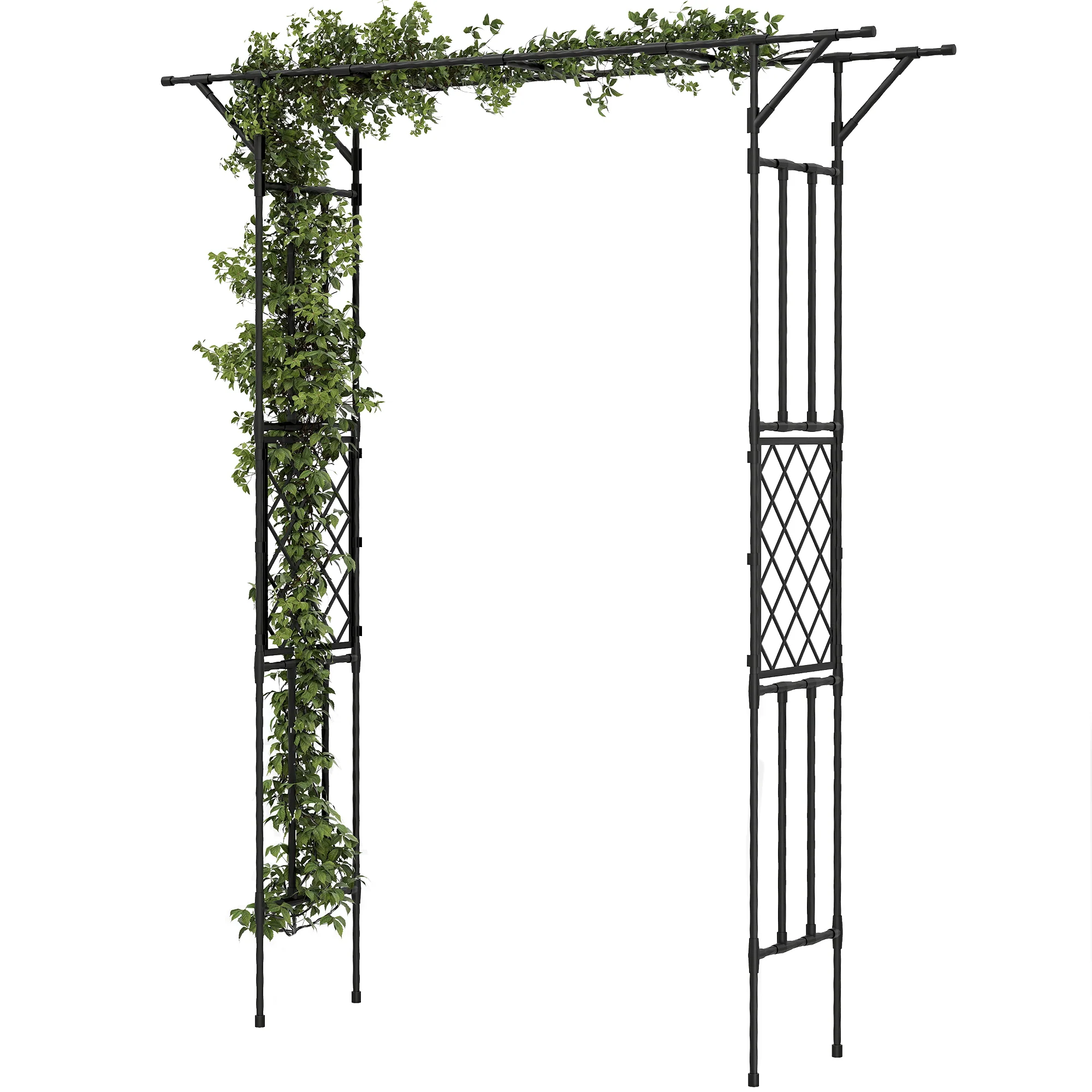 PE-Coated Steel Garden Arch for Climbing Plants, 180 x 40 x 215 cm, Black