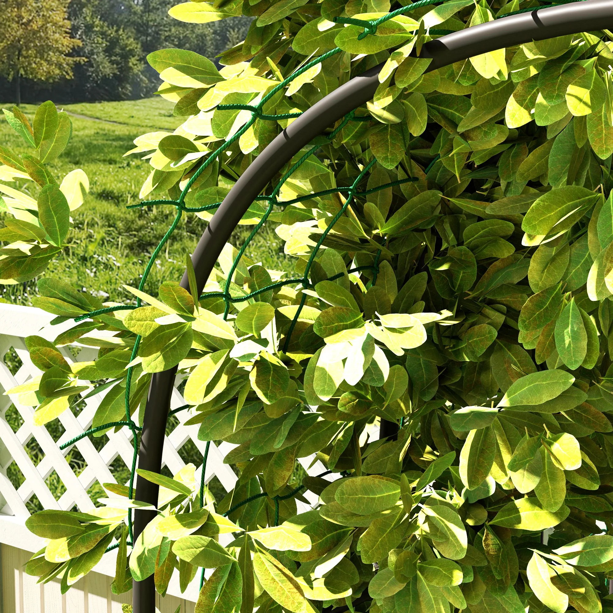 8 FT Tall Metal Garden Arch Trellis with Trellis Netting - Image 11