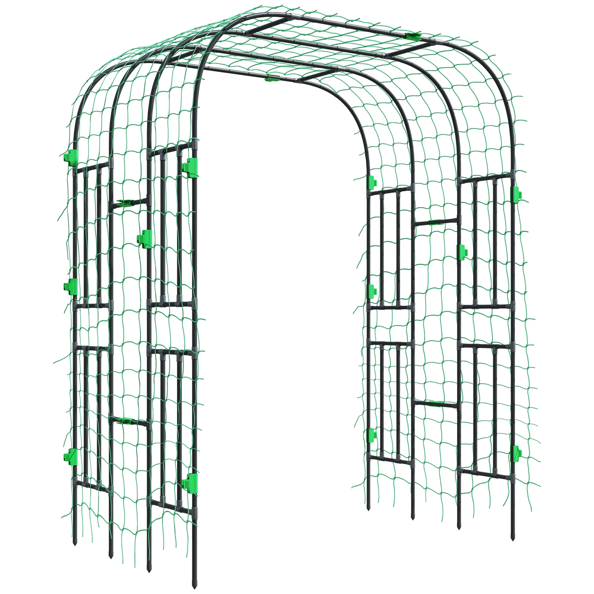 8 FT Tall Metal Garden Arch Trellis with Trellis Netting - Image 12