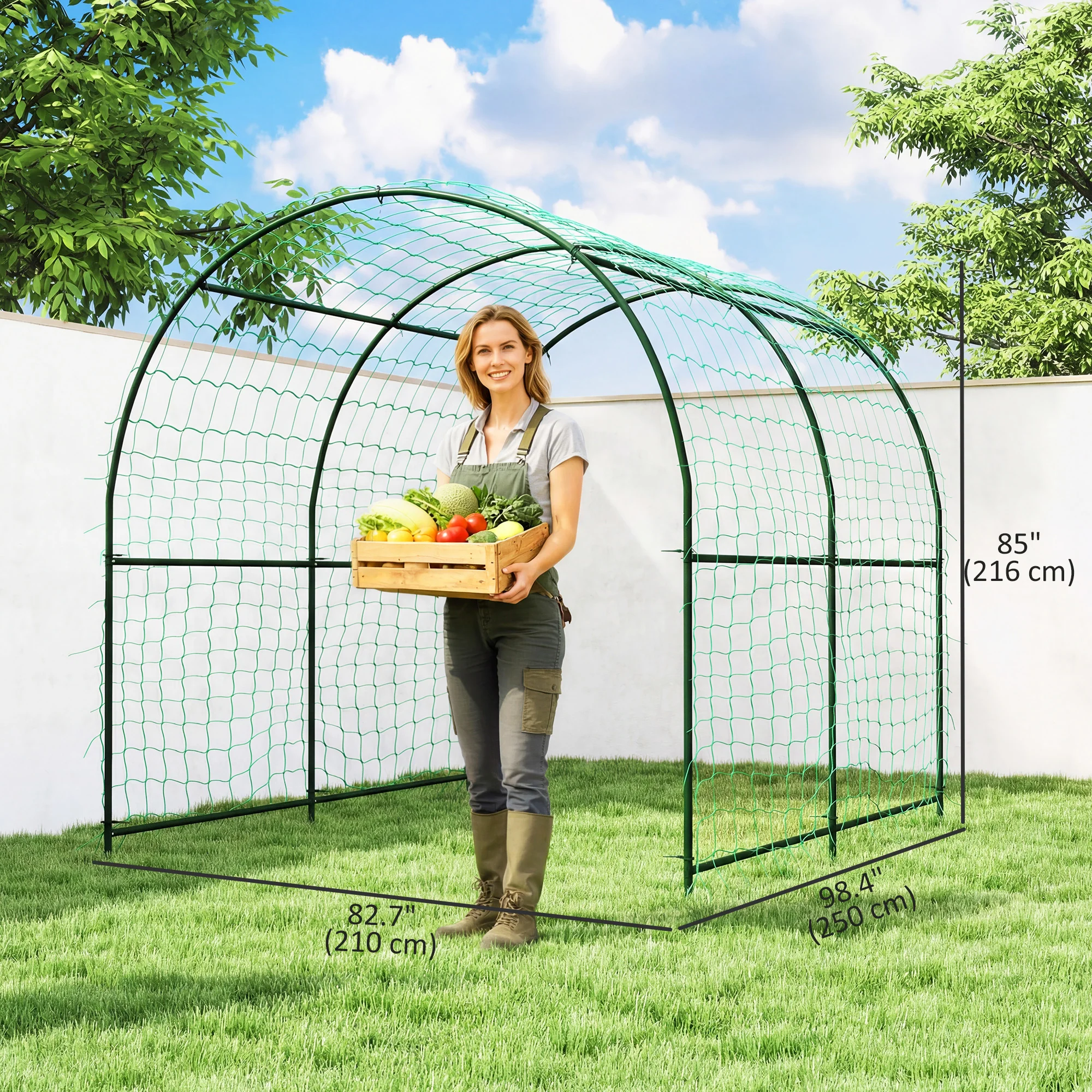 7.1FT Garden Arch Trellis with Climbing Net for Outdoor Plants - Image 5