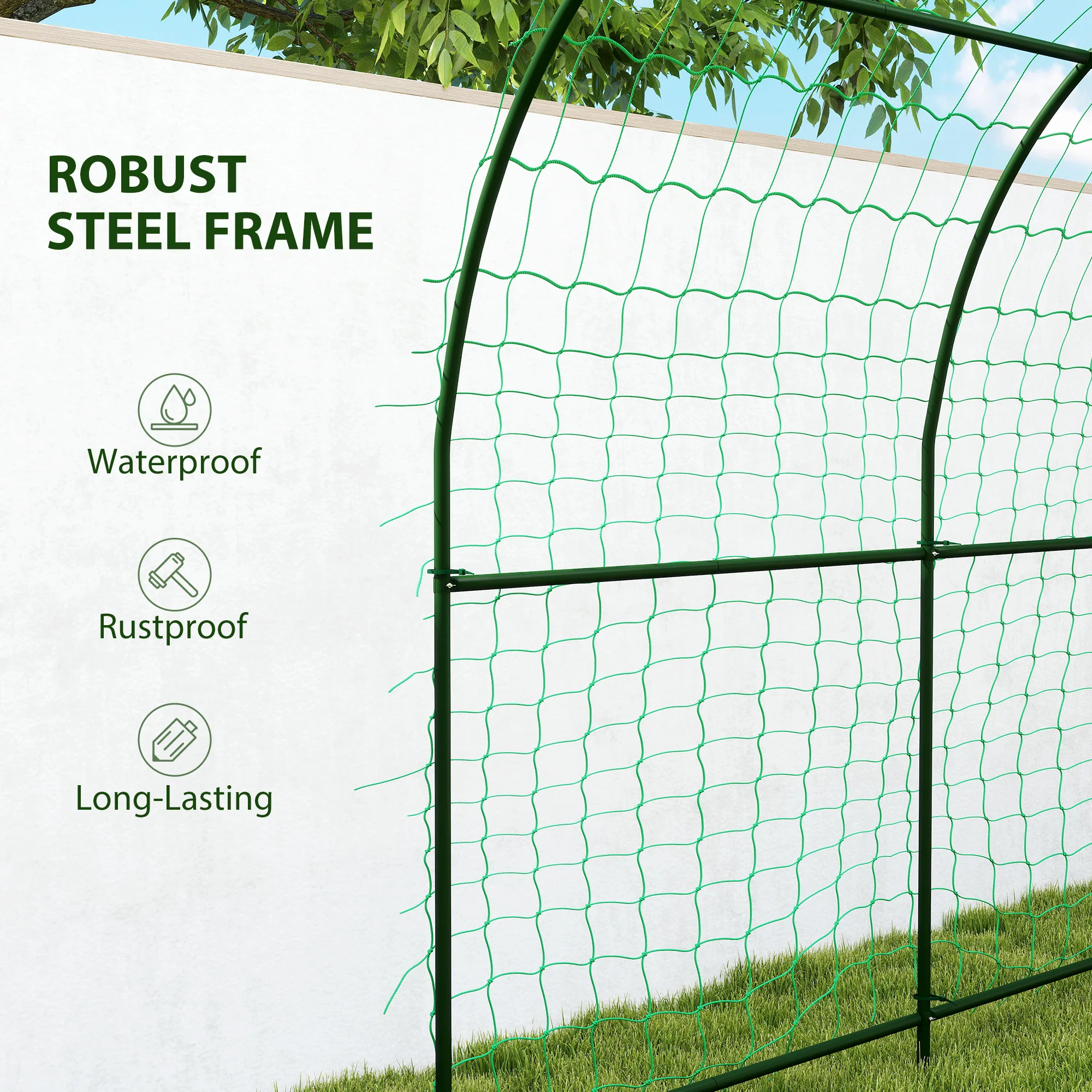 7.1FT Garden Arch Trellis with Climbing Net for Outdoor Plants - Image 7