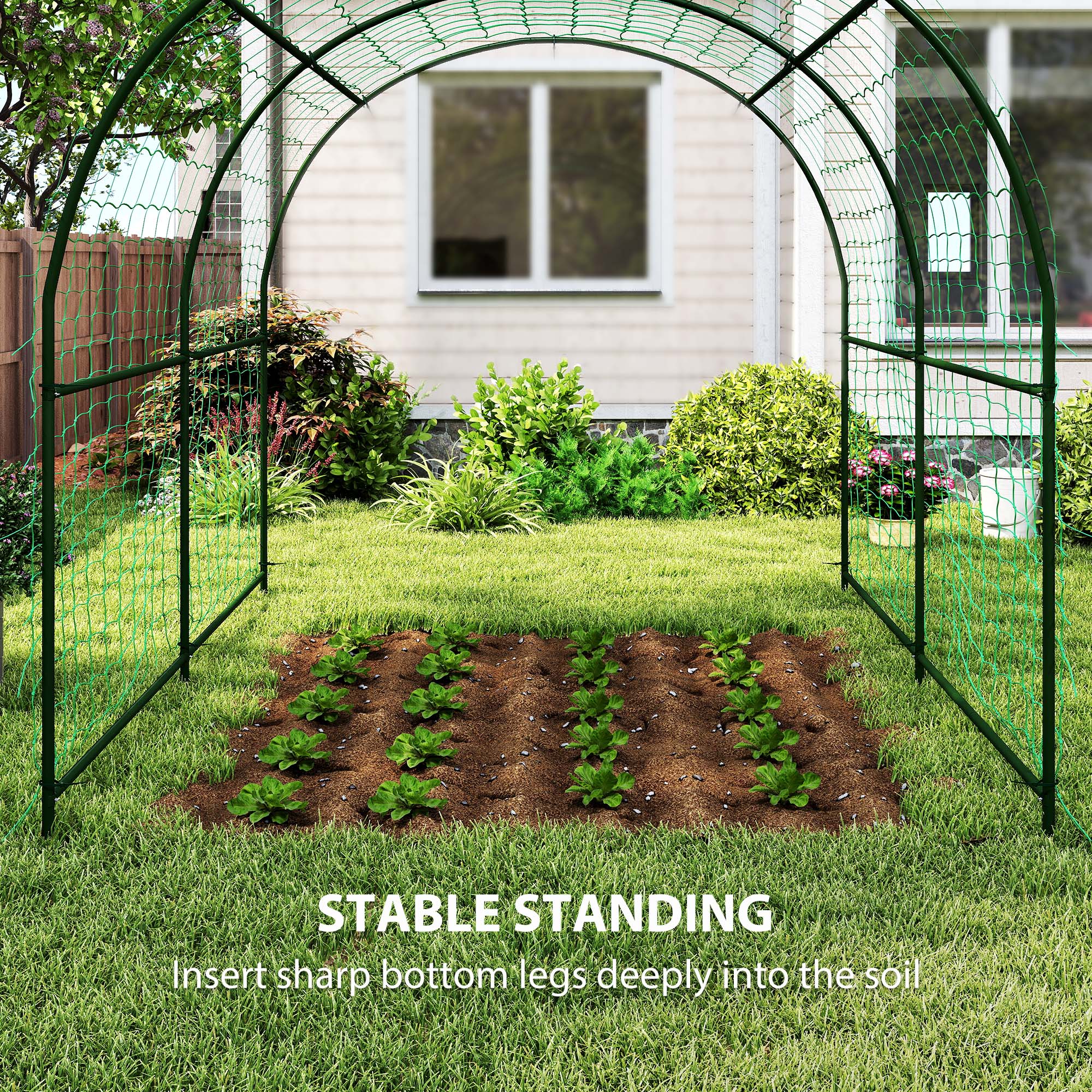 7.1FT Garden Arch Trellis with Climbing Net for Outdoor Plants - Image 8