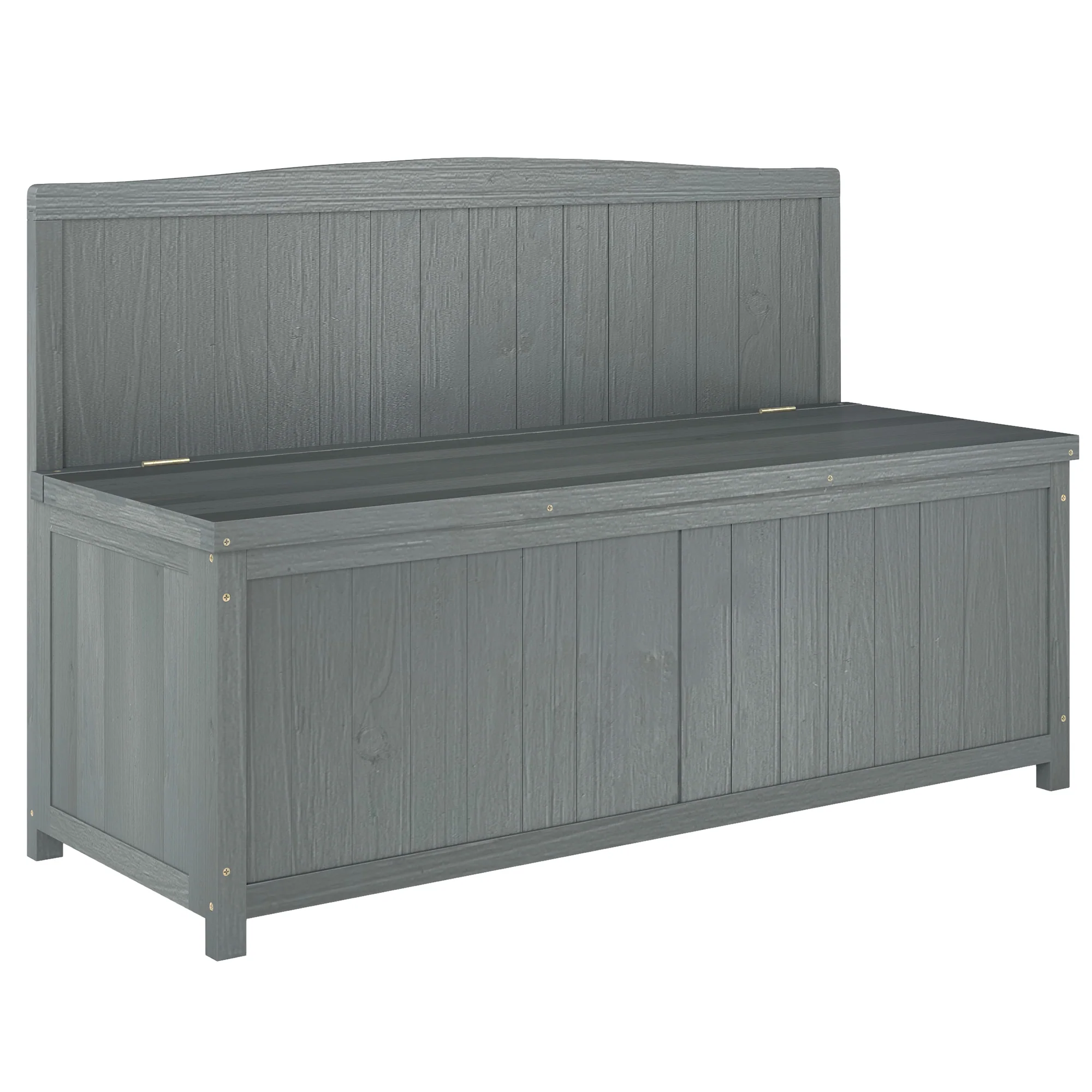 Garden Arch Wooden Bench with Storage Box & Backrest, 115L x 45W x 75Hcm, Grey - Image 12