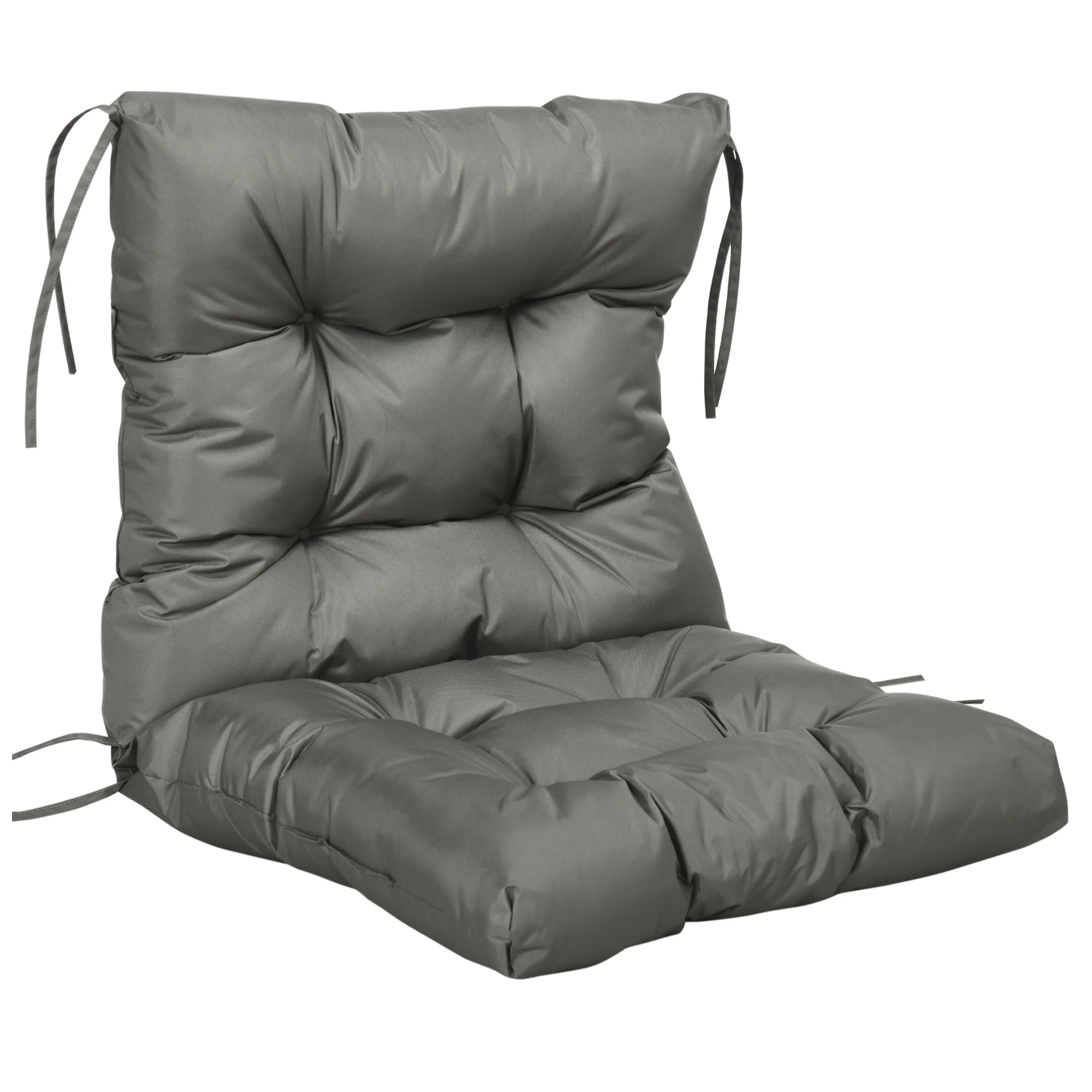 Garden Back Chair Cushion, Thick Patio Seat Cushion Pad with Backrest, Light Grey - Image 2